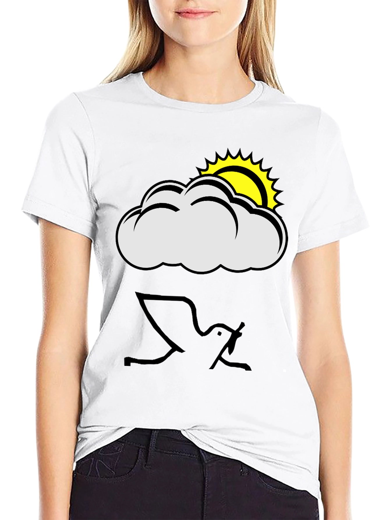 Cloud and Sun Graphic Black T-Shirt