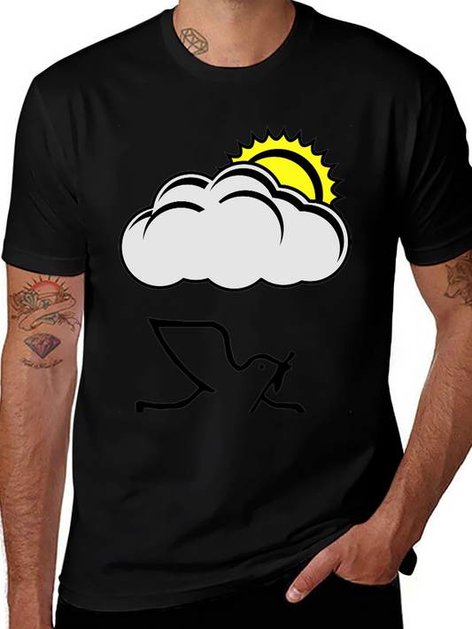 Cloud and Sun Graphic Black T-Shirt