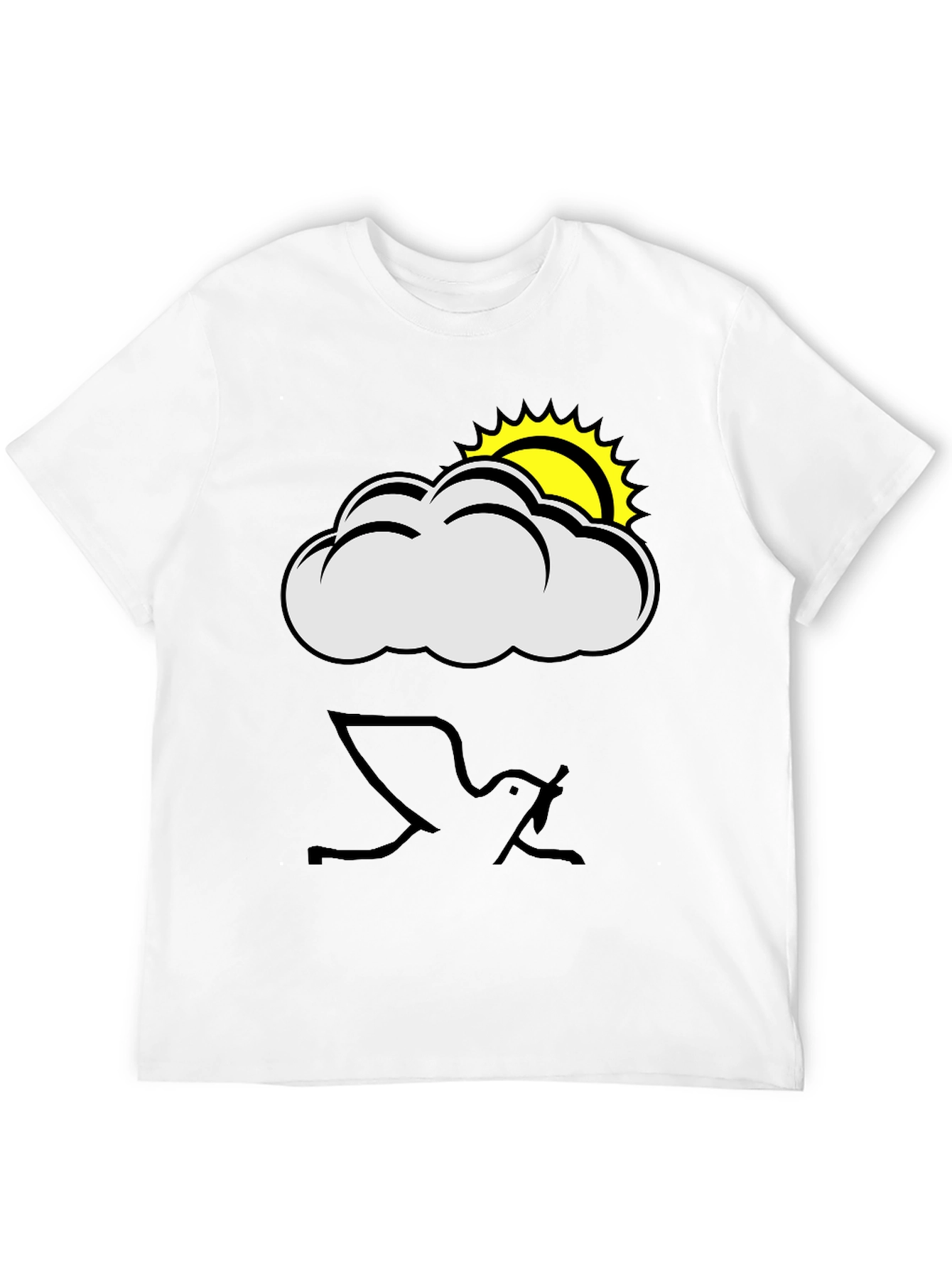 Cloud and Sun Graphic Black T-Shirt
