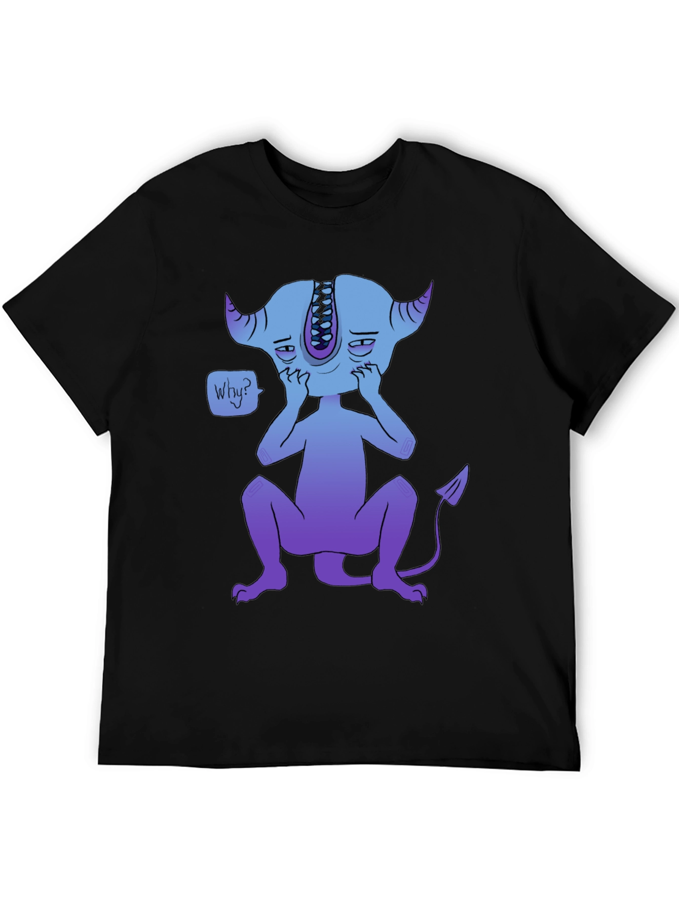 Sad Blue Demon Graphic T-Shirt - Unique Design
