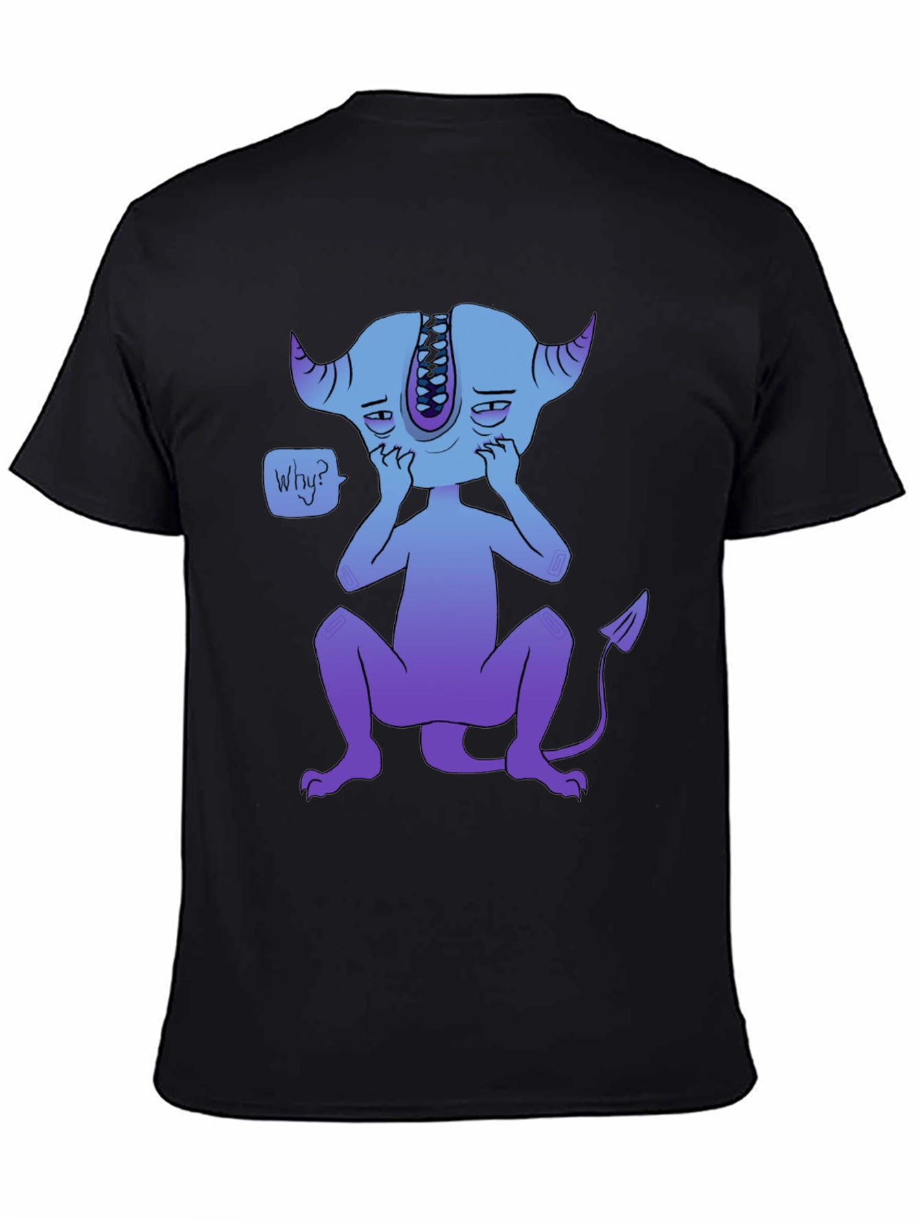 Sad Blue Demon Graphic T-Shirt - Unique Design