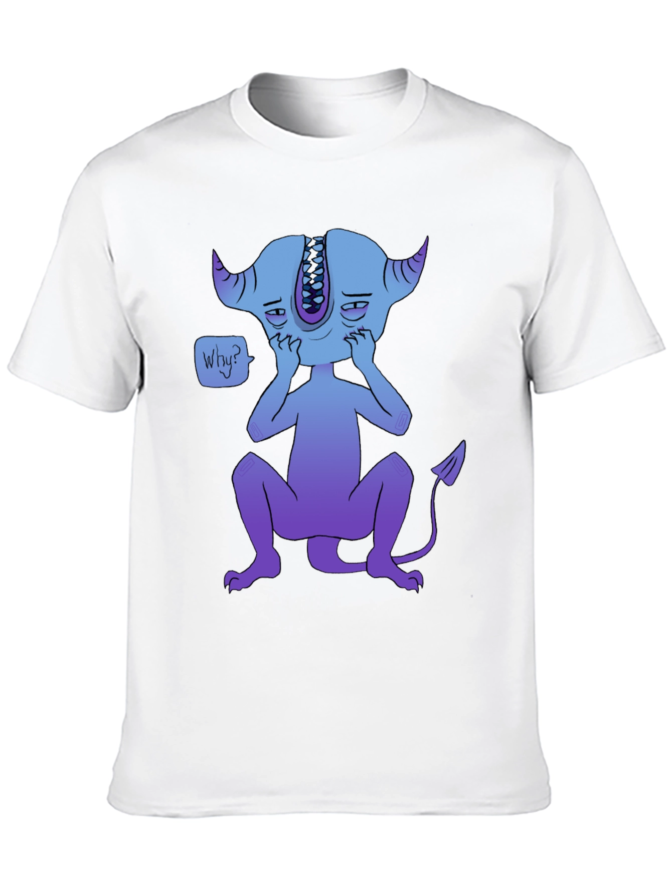 Sad Blue Demon Graphic T-Shirt - Unique Design
