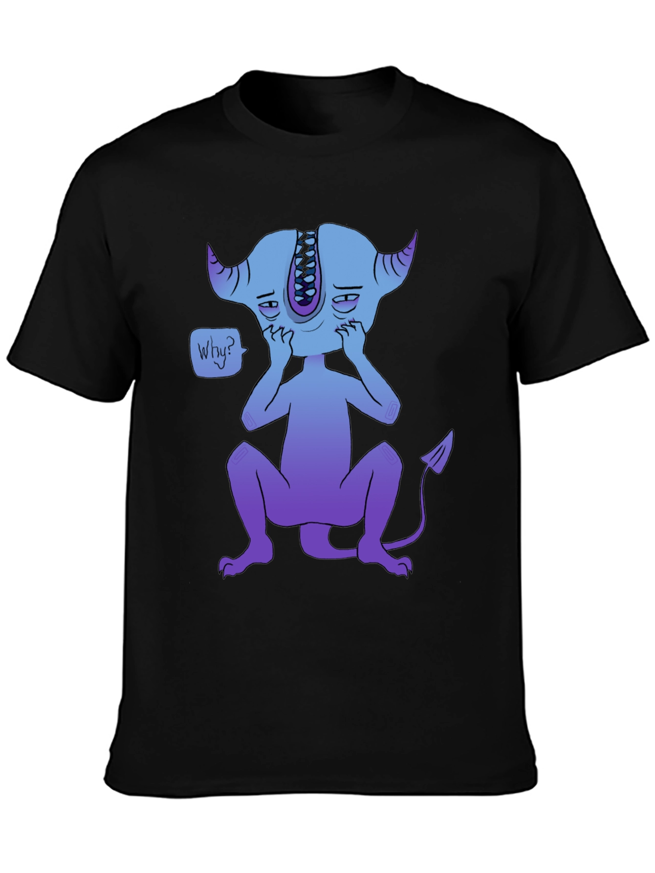 Sad Blue Demon Graphic T-Shirt - Unique Design