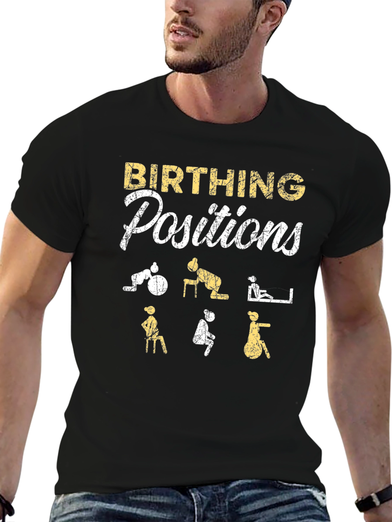 Birthing Positions Graphic Tee | Black Unisex T-Shirt