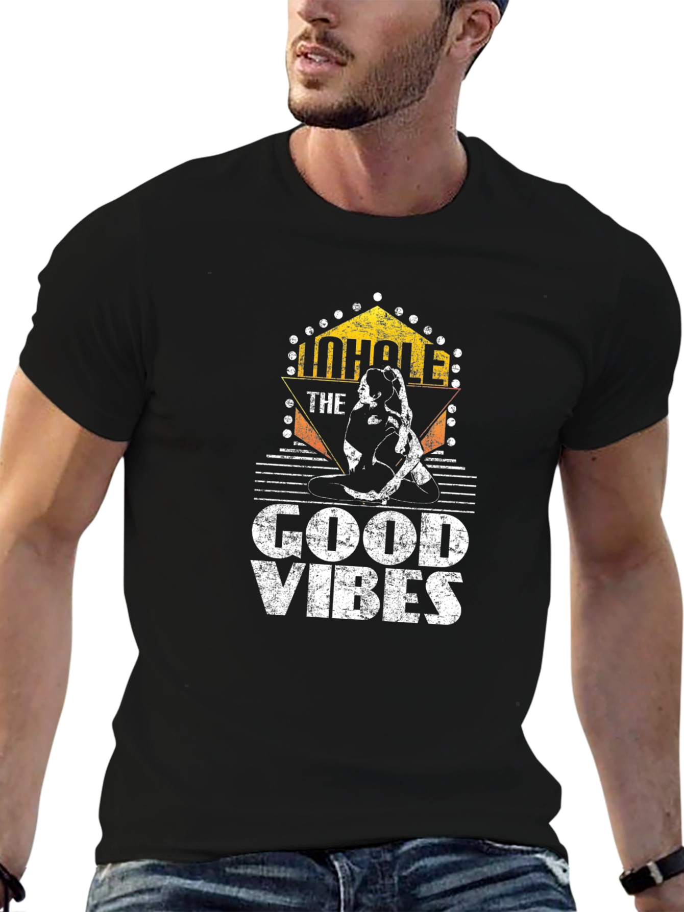 Inhale the Good Vibes Yoga Black T-Shirt