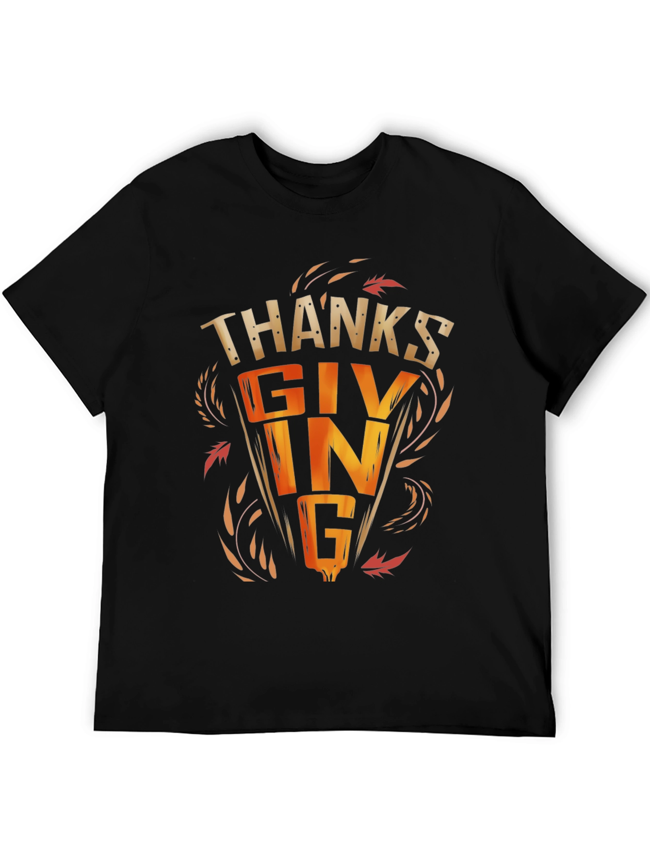 Thanksgiving Graphic Print Black T-Shirt