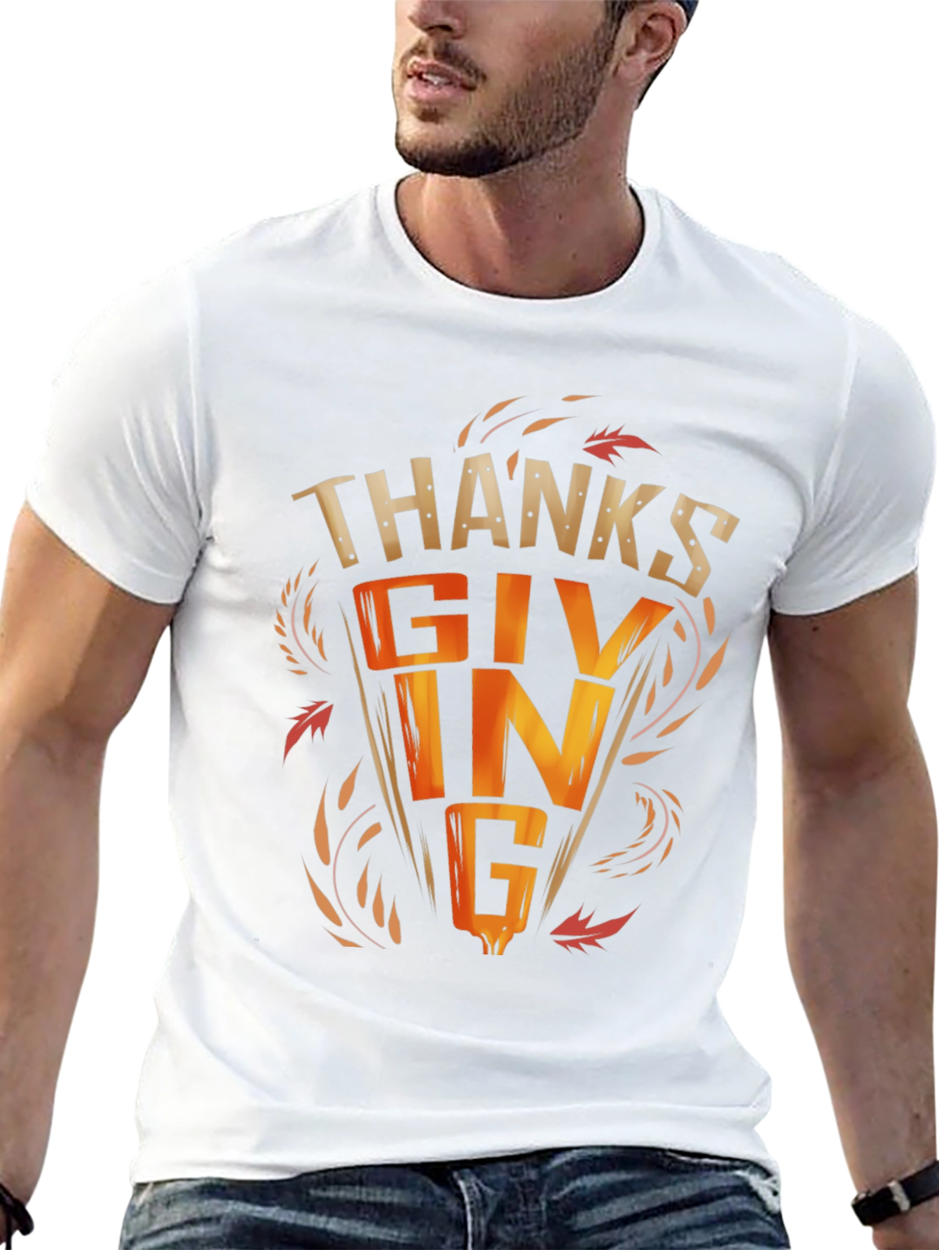 Thanksgiving Graphic Print Black T-Shirt
