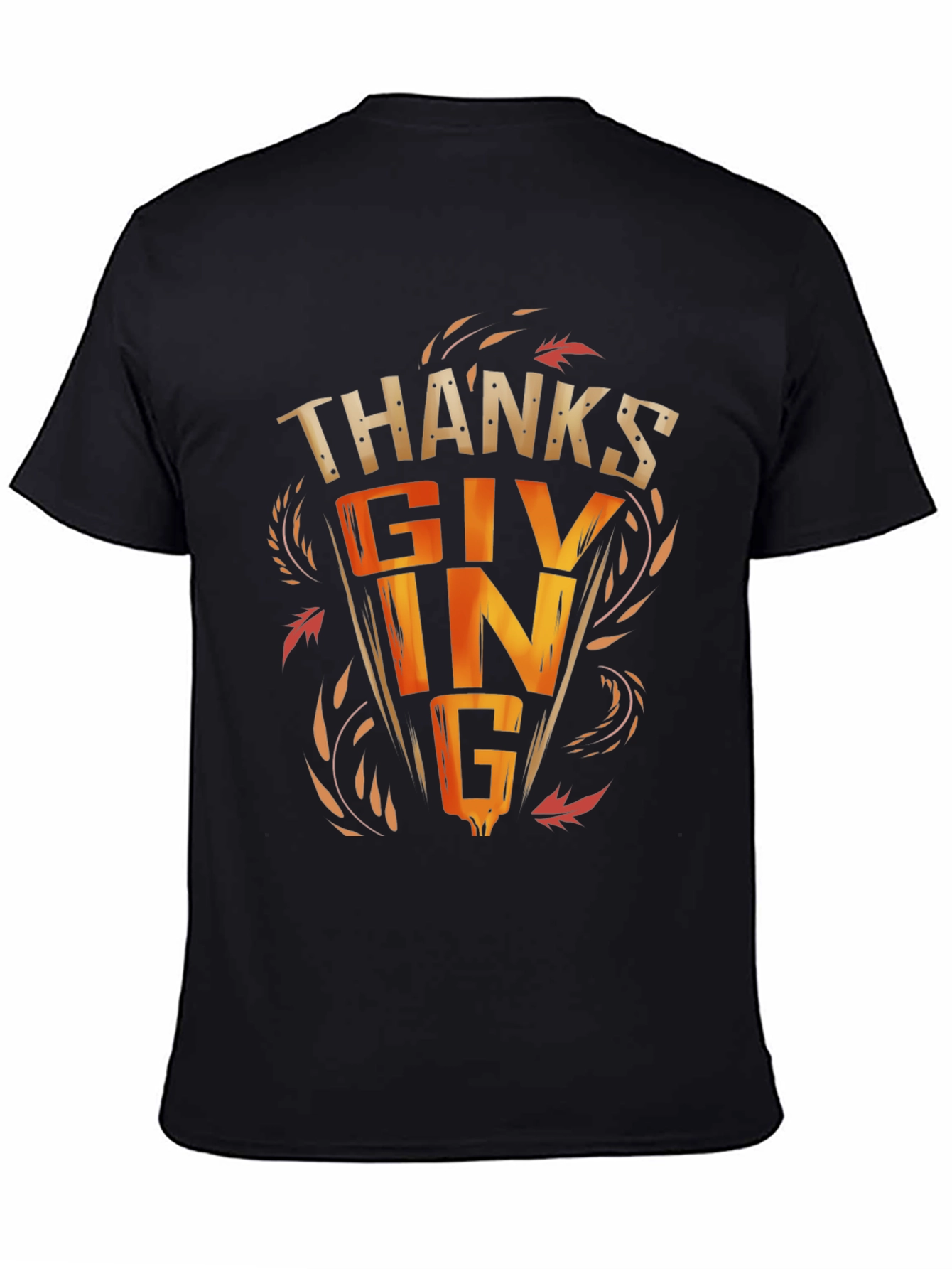 Thanksgiving Graphic Print Black T-Shirt