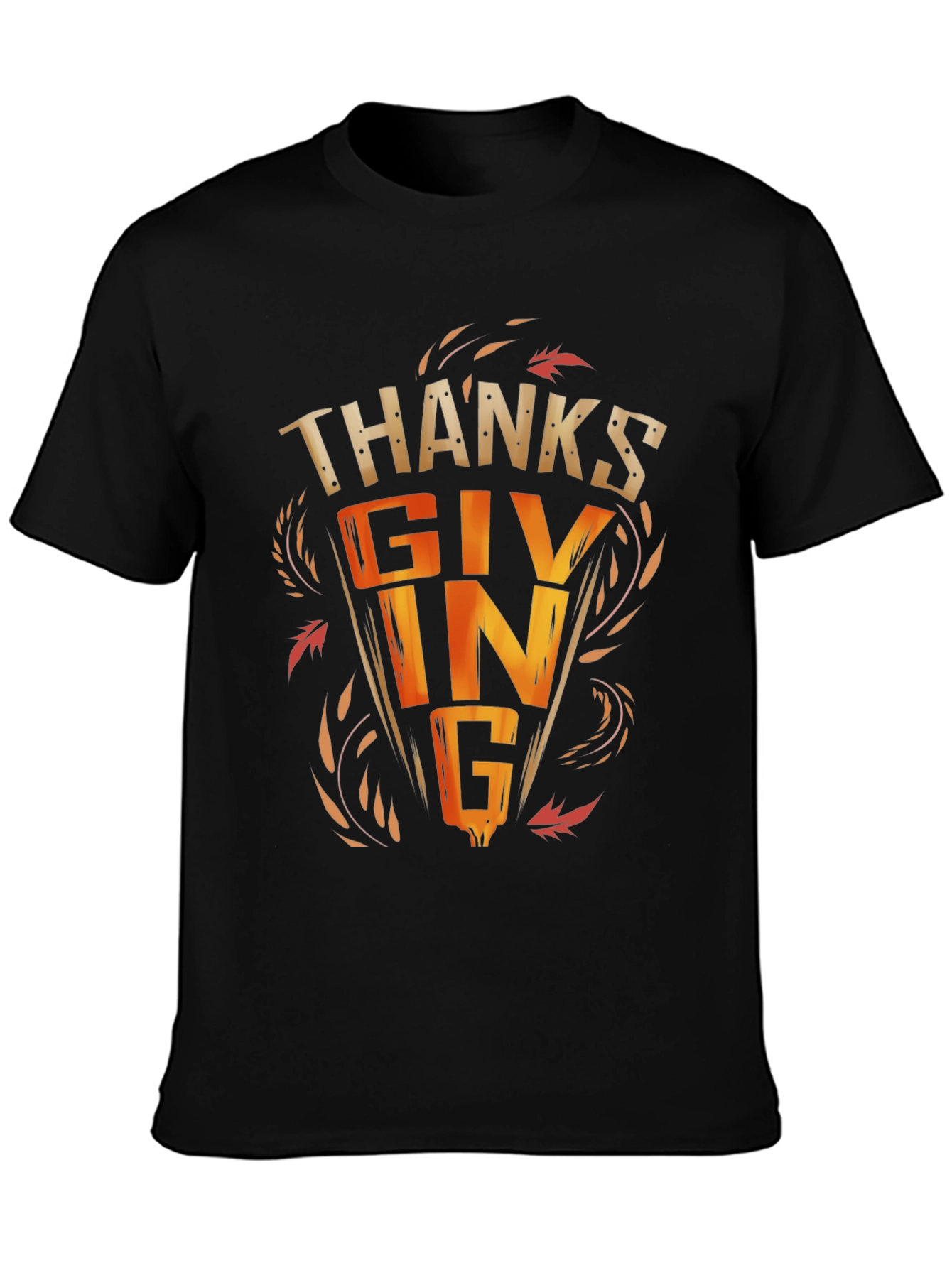 Thanksgiving Graphic Print Black T-Shirt