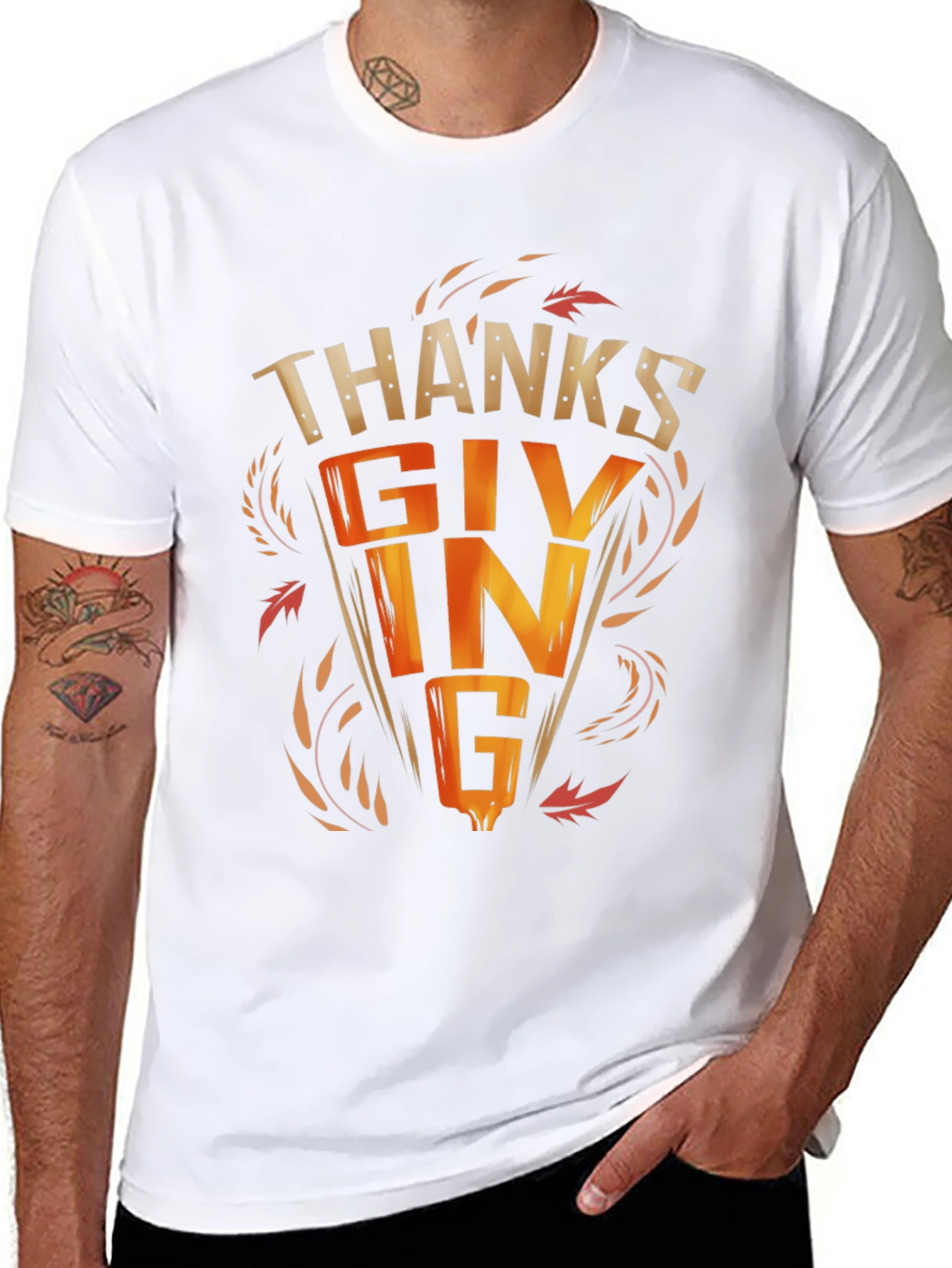 Thanksgiving Graphic Print Black T-Shirt