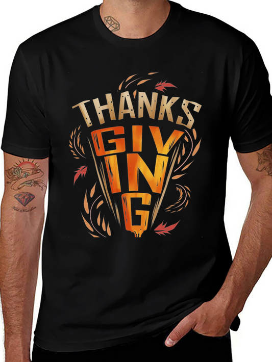 Thanksgiving Graphic Print Black T-Shirt