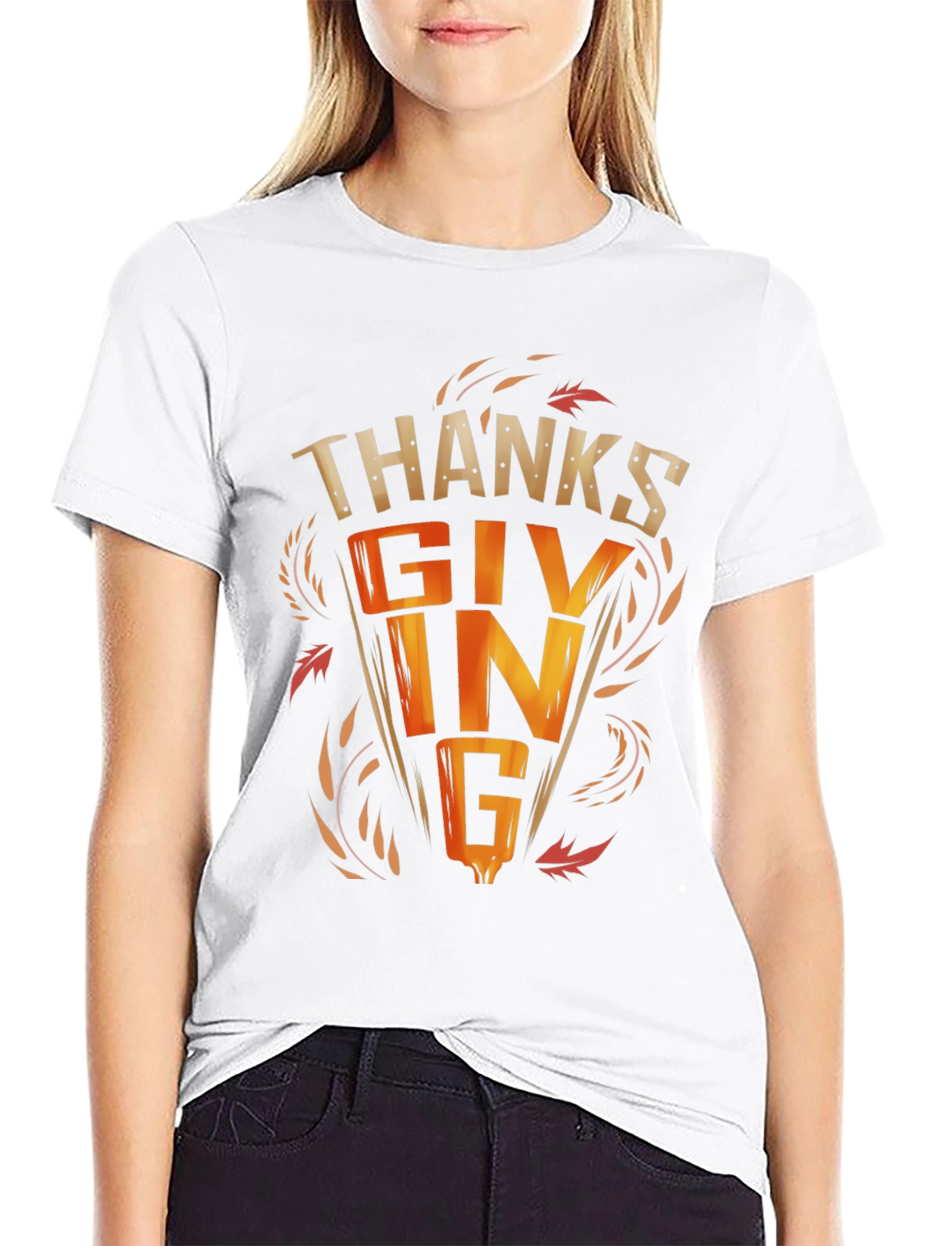 Thanksgiving Graphic Print Black T-Shirt