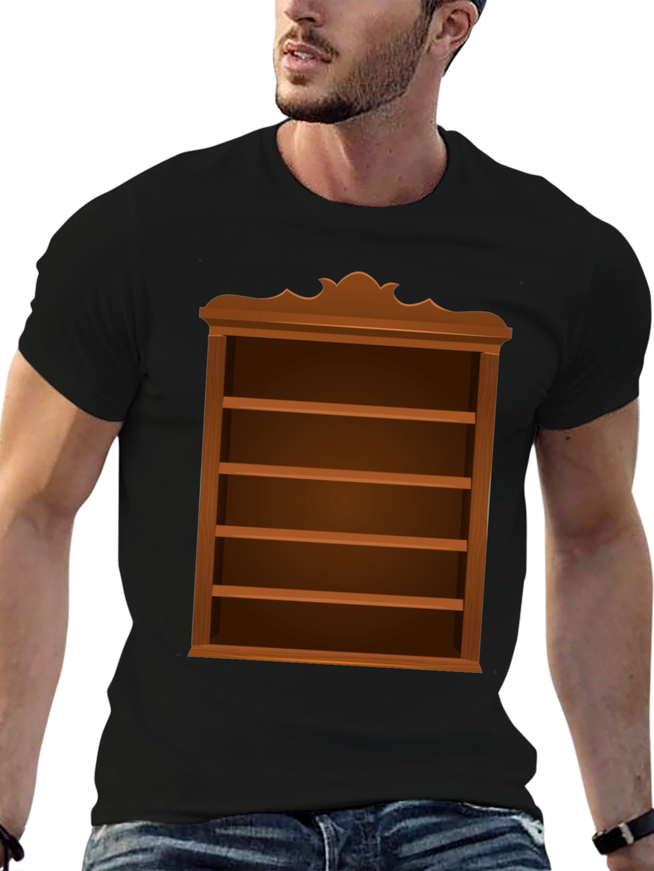 Bookshelf Design Black Cotton Tee