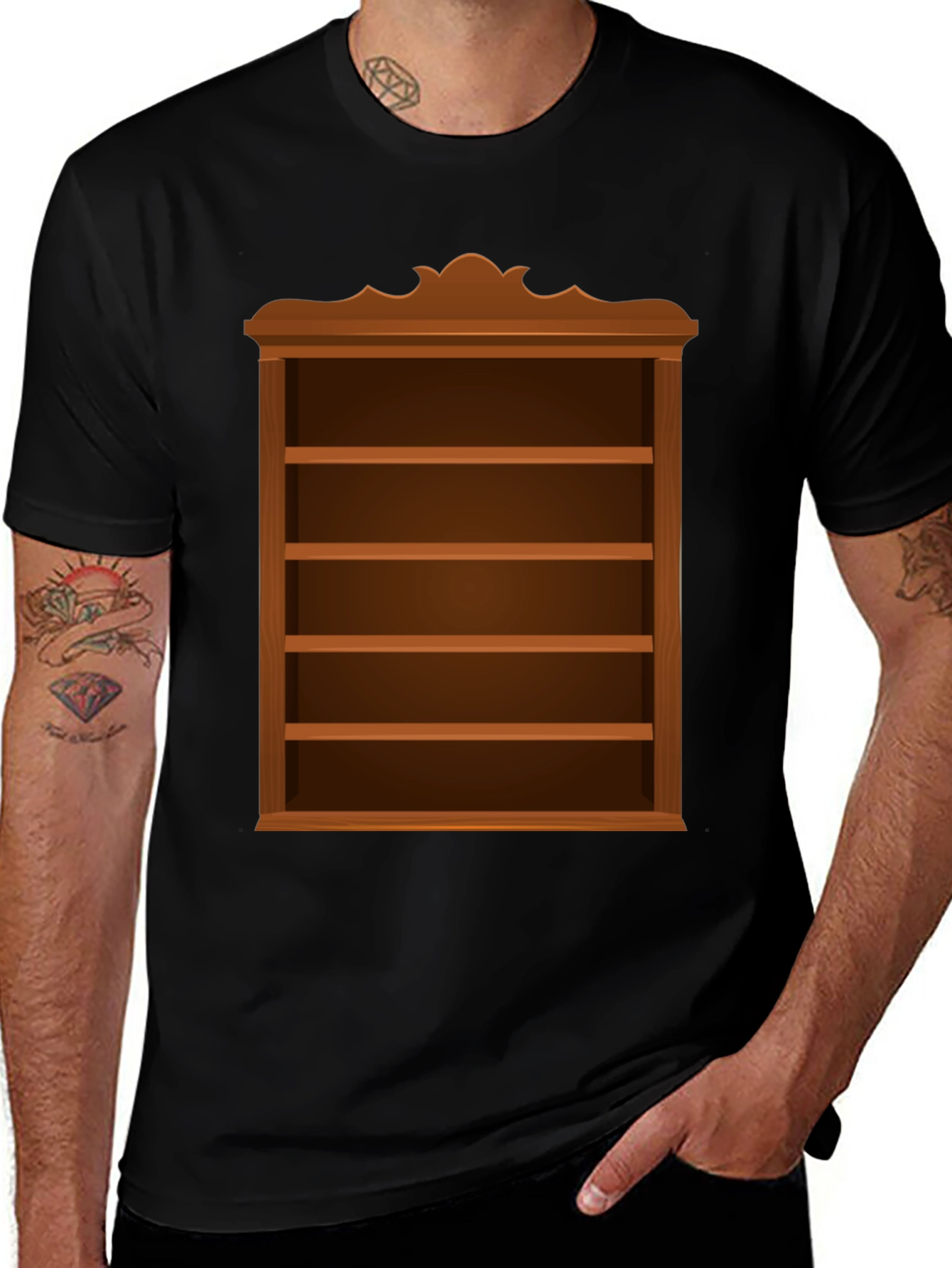 Bookshelf Design Black Cotton Tee