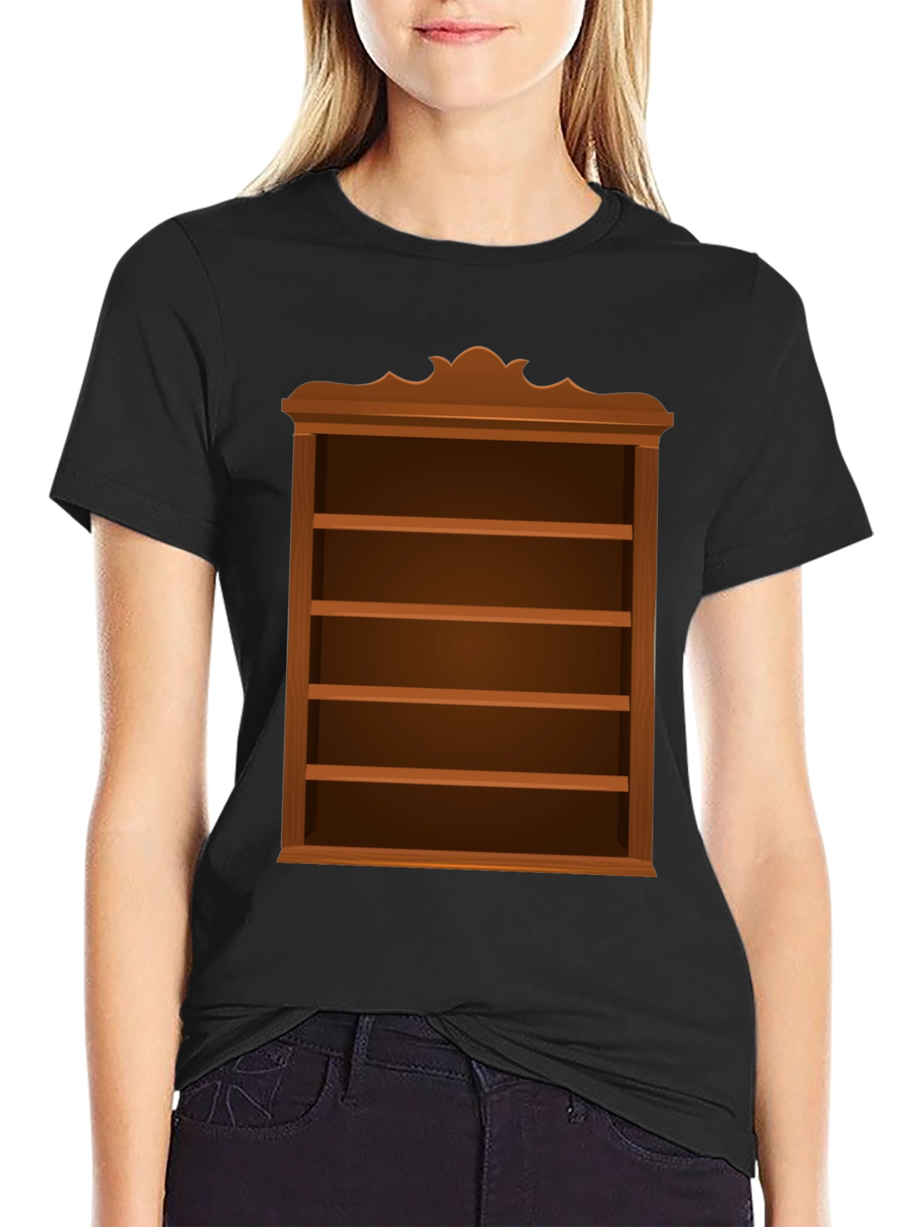 Bookshelf Design Black Cotton Tee