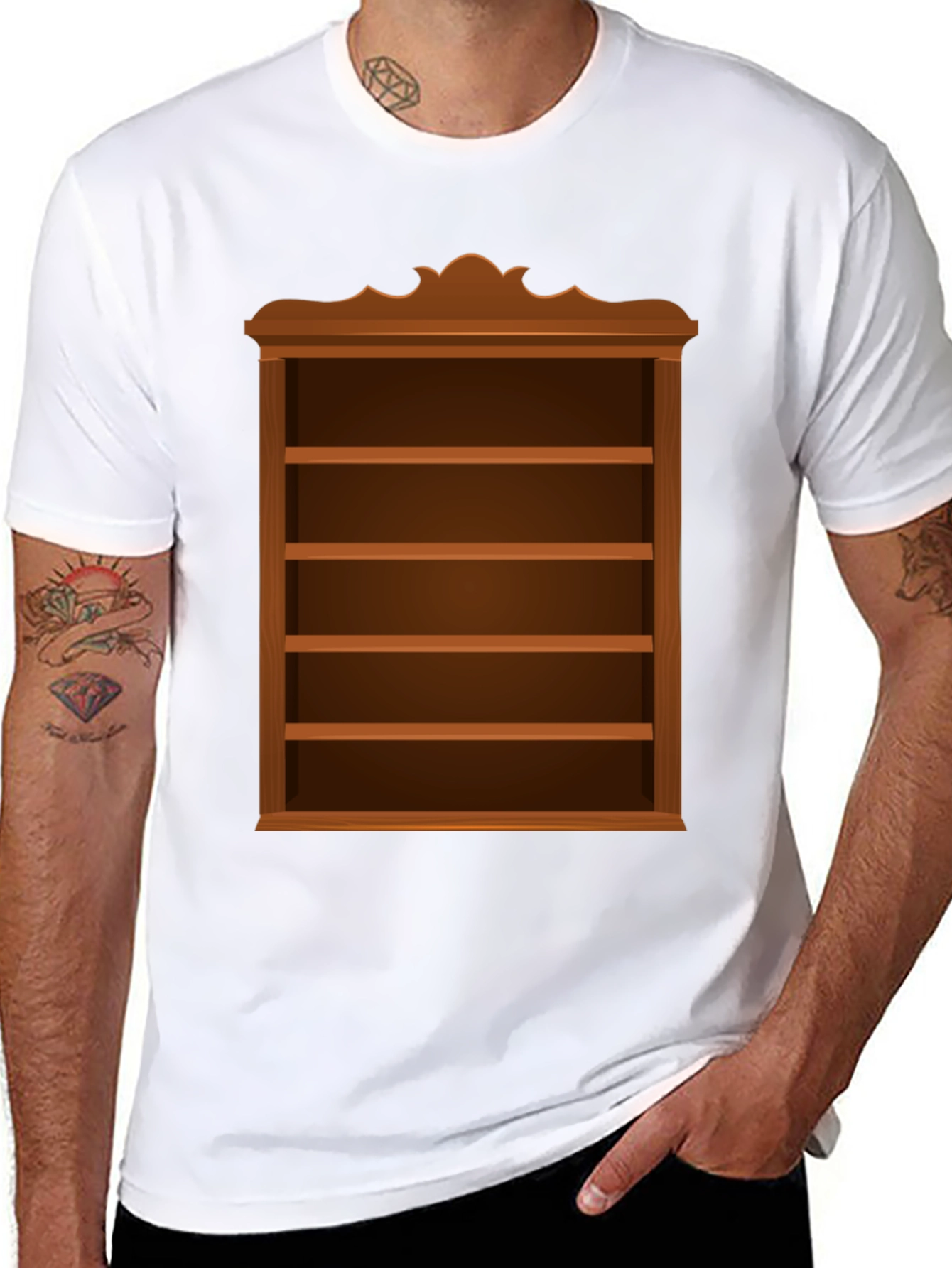 Bookshelf Design Black Cotton Tee