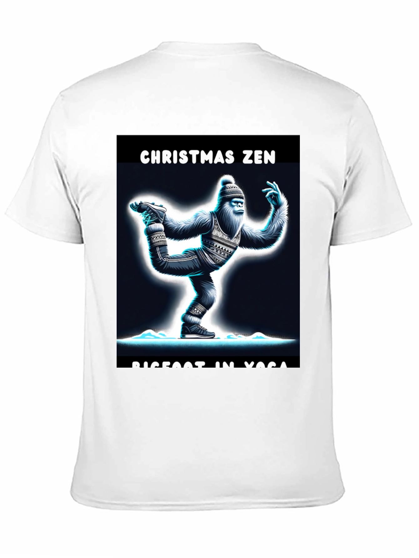 Christmas Zen Bigfoot in Yoga T-Shirt