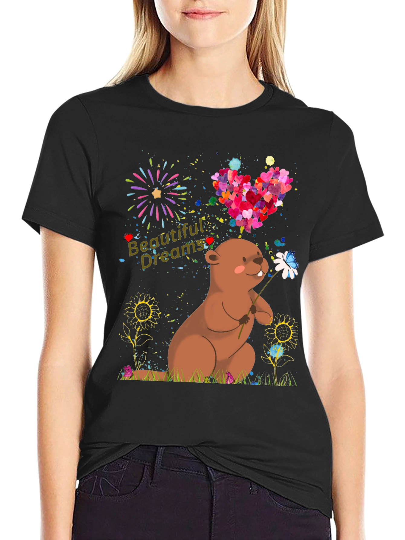 Cute Groundhog Beautiful Dreams Graphic T-Shirt