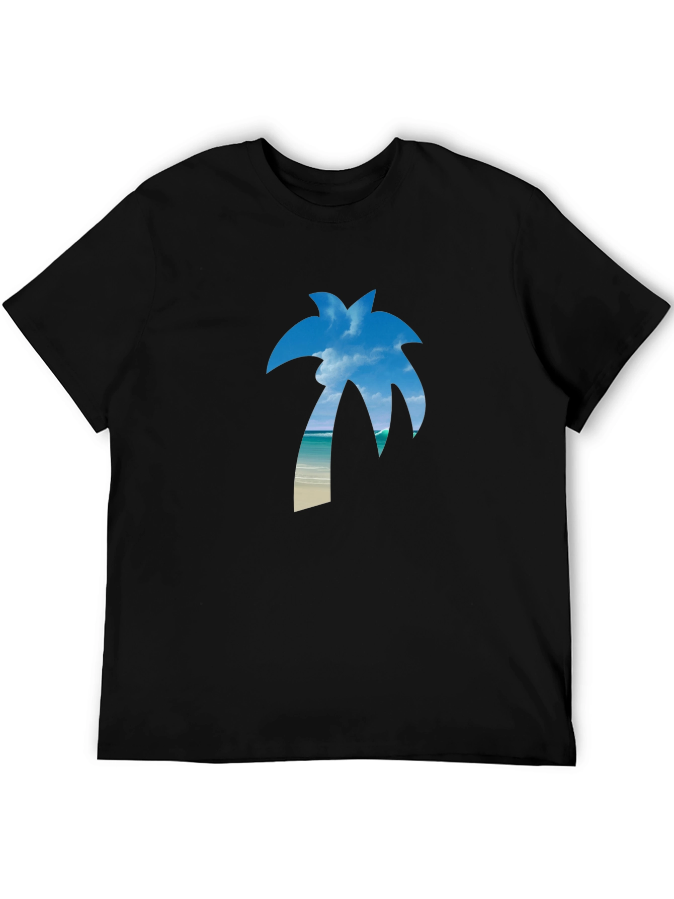 Tropical Palm Tree Graphic Tee - Black