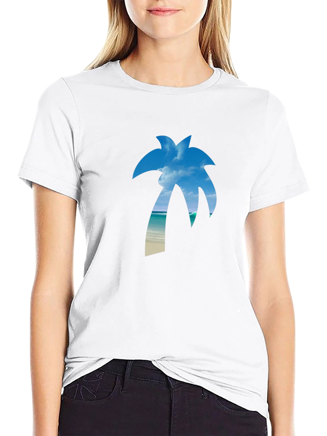 Tropical Palm Tree Graphic Tee - Black