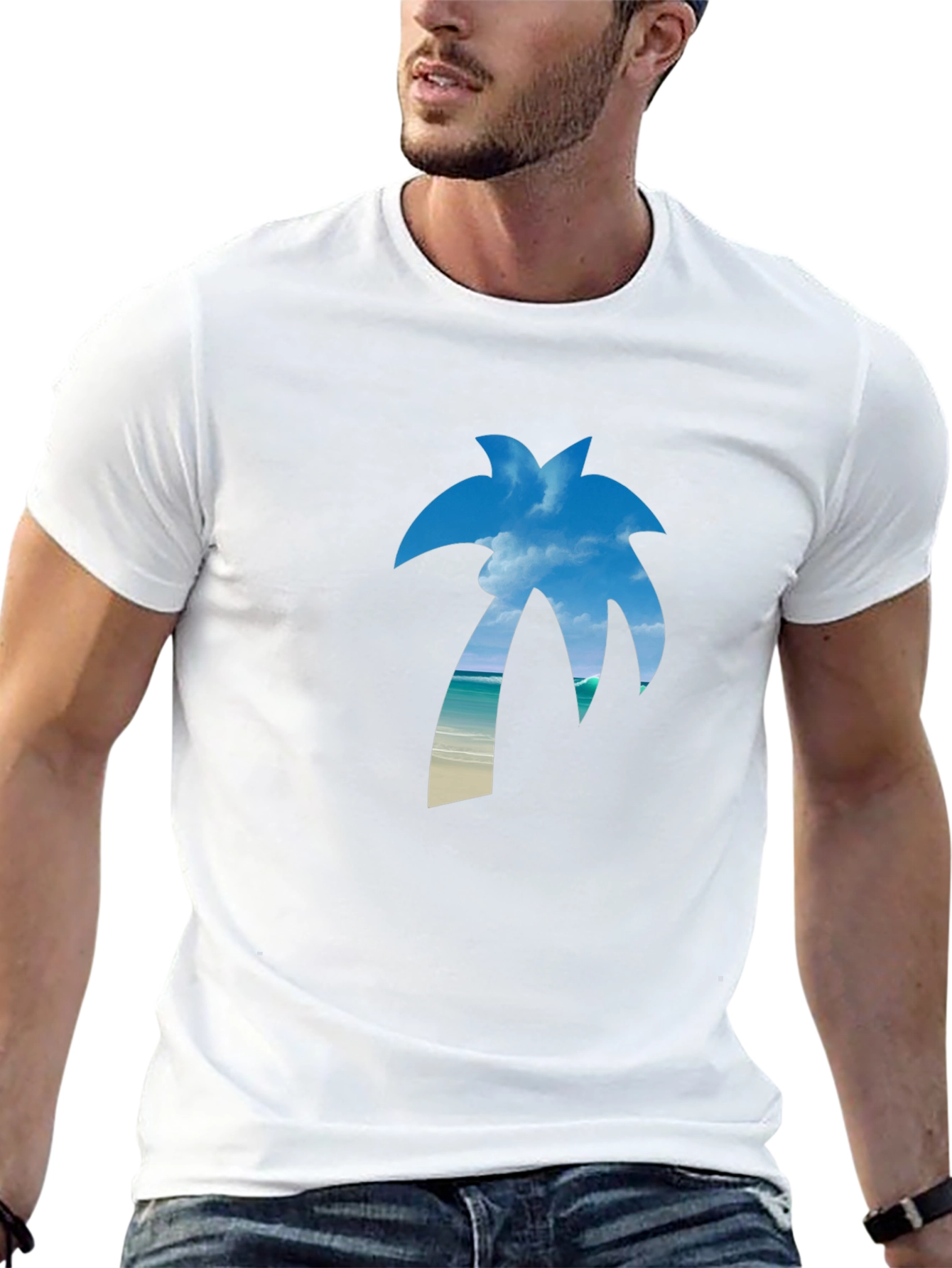 Tropical Palm Tree Graphic Tee - Black