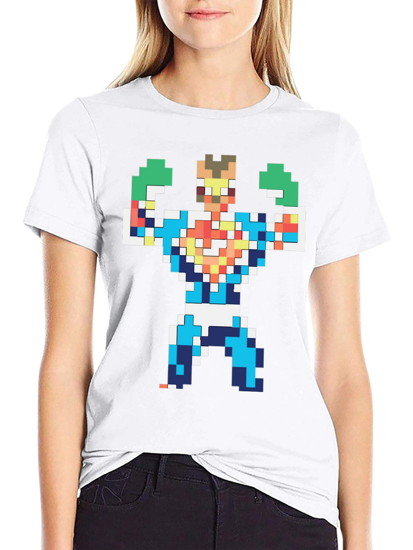 Pixelated Hero Graphic T-Shirt - Retro Gaming Style