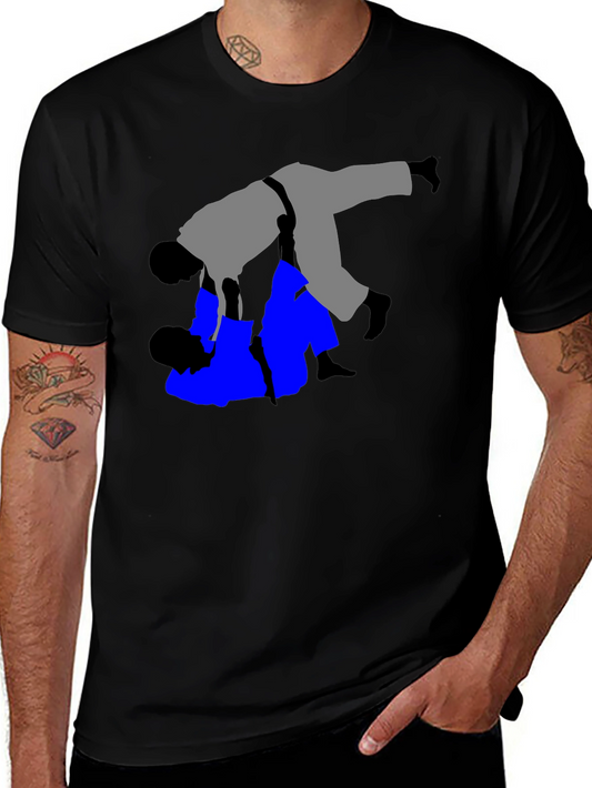 Black Judo T-Shirt - Grappling Throw Design