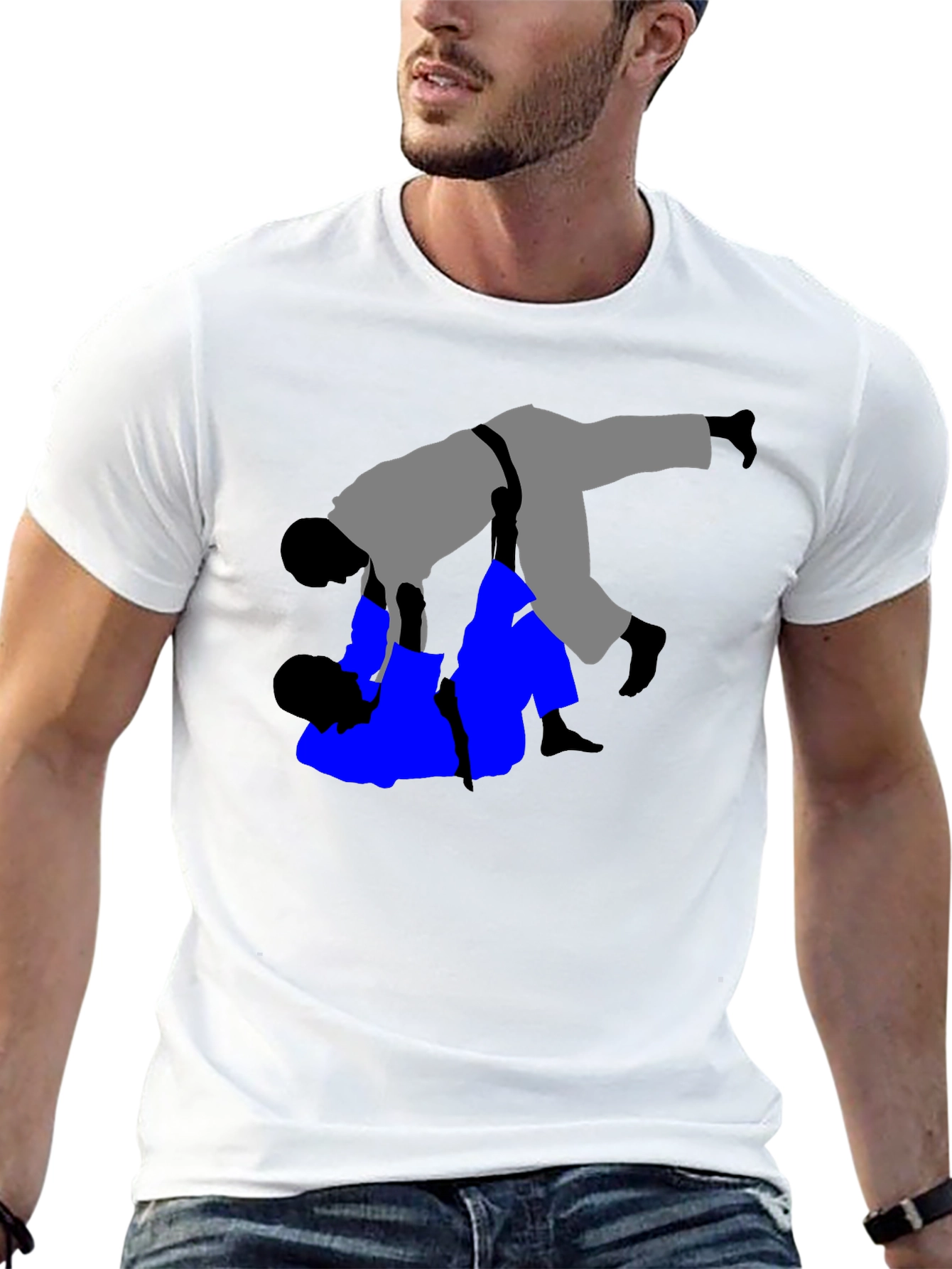 Black Judo T-Shirt - Grappling Throw Design