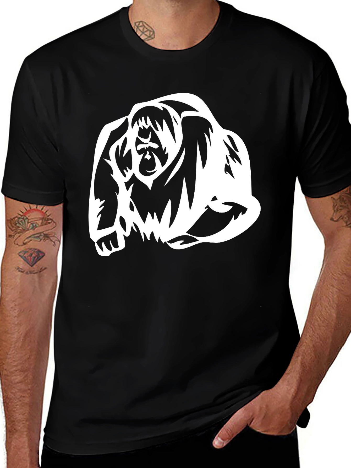 Cool Orangutan Graphic Tee - Black Cotton T-Shirt