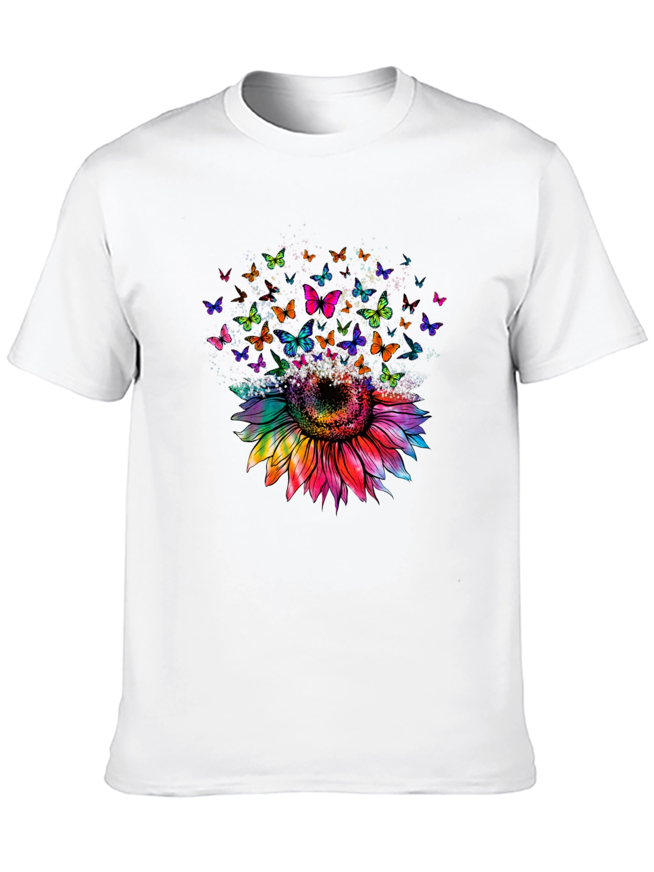 Sunflower Butterfly Graphic Tee - Black Cotton Blend