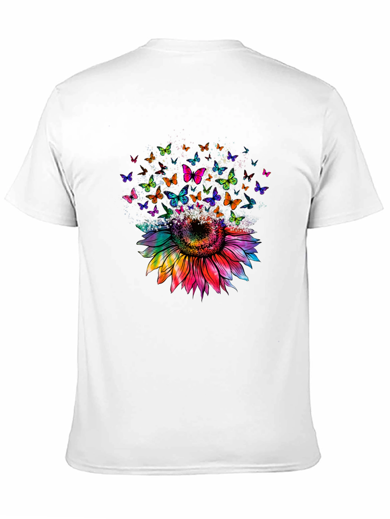 Sunflower Butterfly Graphic Tee - Black Cotton Blend