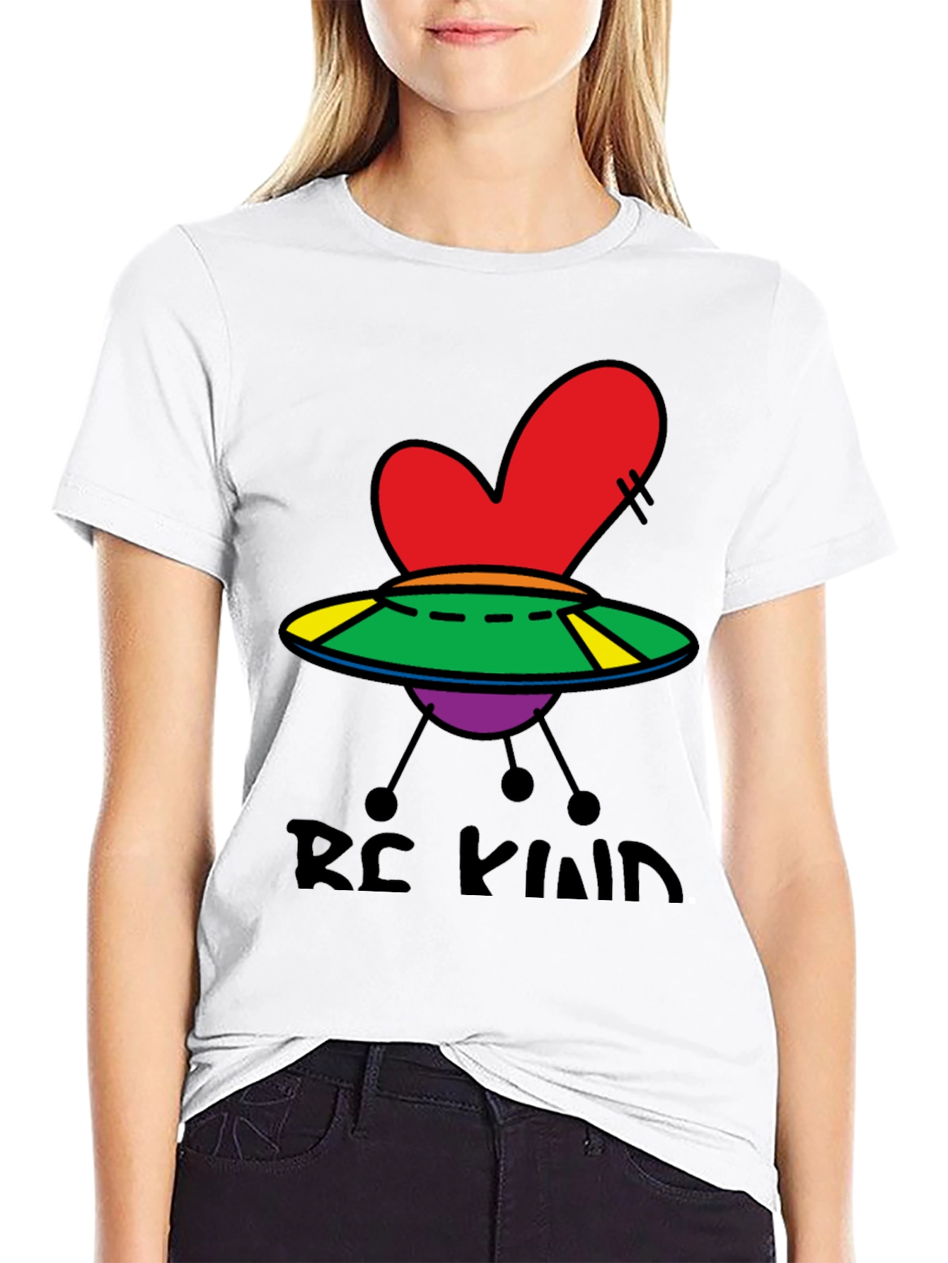 Be Kind UFO Heart Graphic Tee
