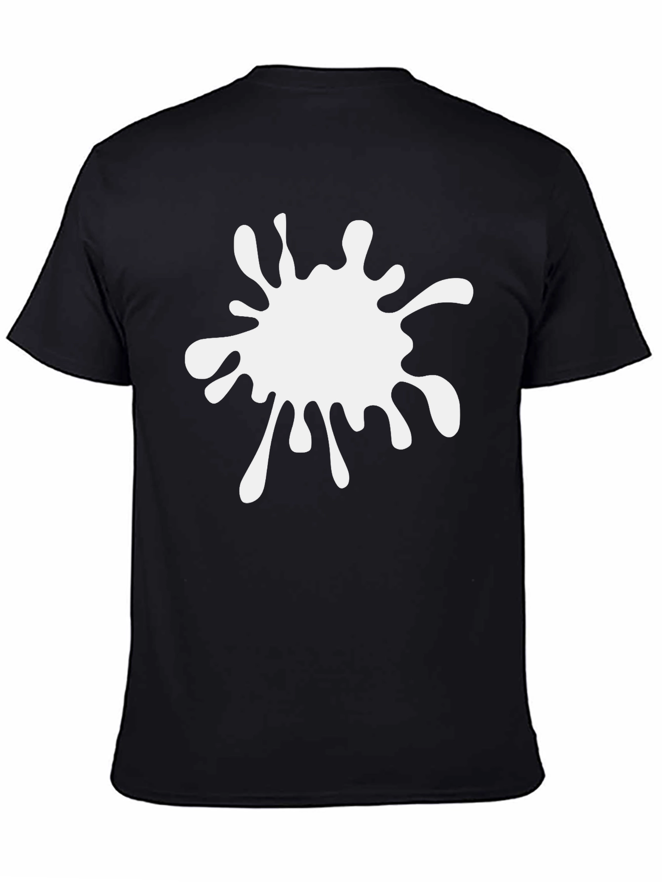 Black T-Shirt with White Paint Splatter Graphic