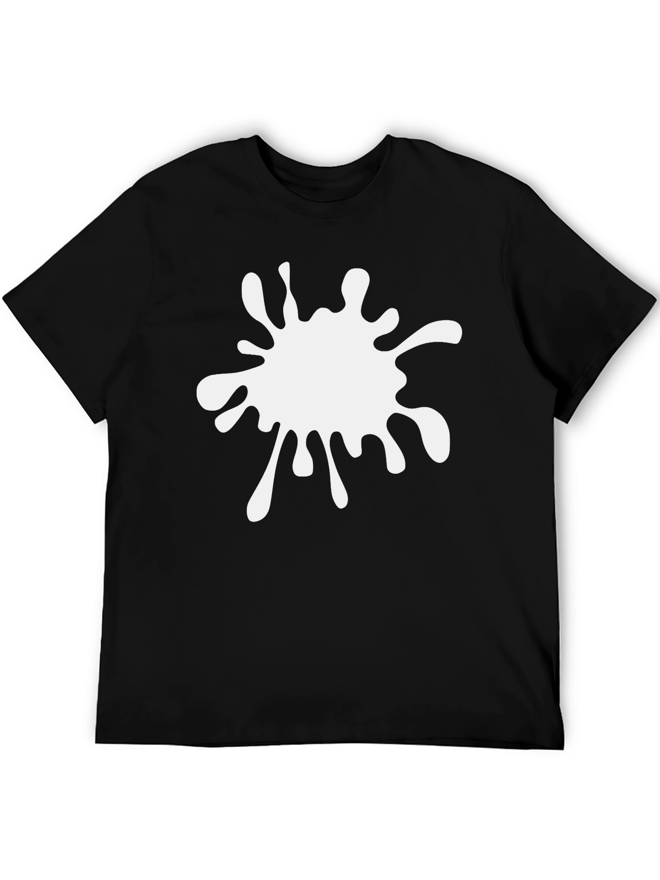 Black T-Shirt with White Paint Splatter Graphic