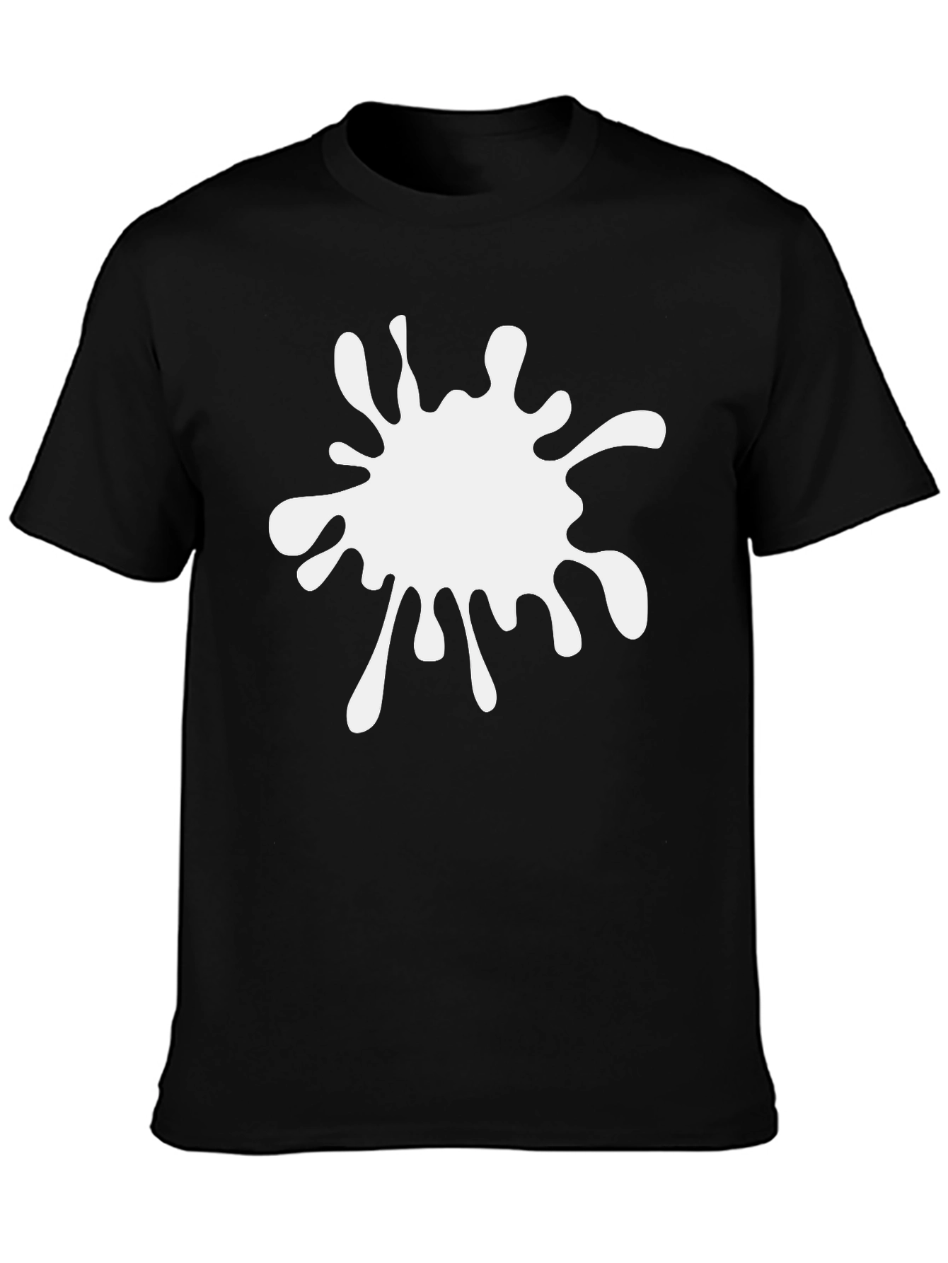 Black T-Shirt with White Paint Splatter Graphic