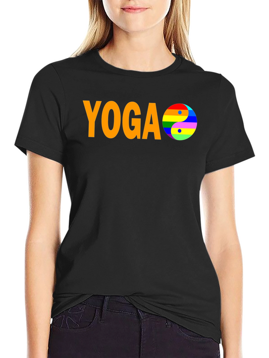Yoga Yin Yang Rainbow Pride Graphic T-Shirt