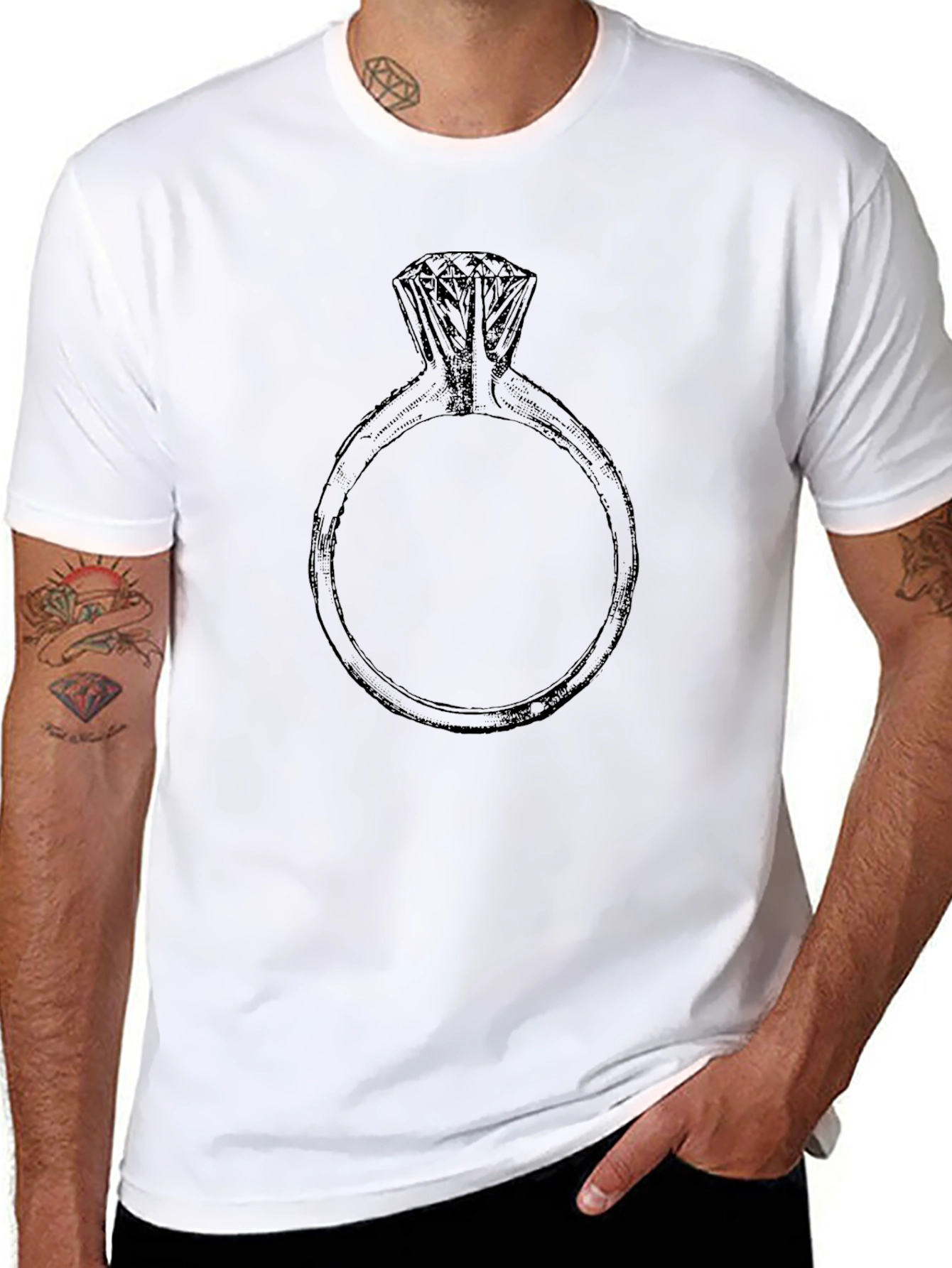 Engagement Ring Graphic Tee - Stylish Black Cotton Shirt