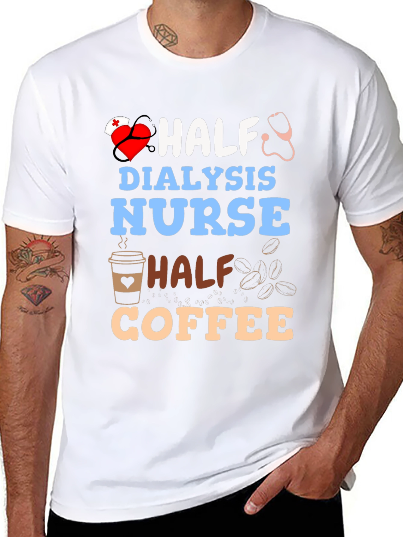 Half Dialysis Nurse Half Coffee T-Shirt