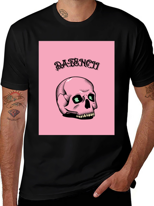 Edgy Skull Graphic Tee - Pink & Black