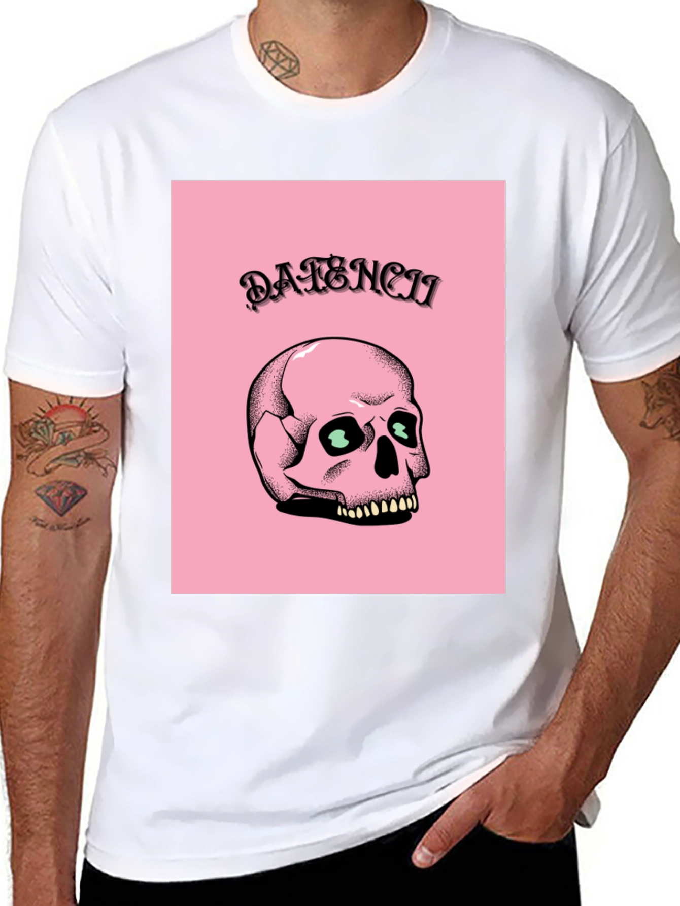 Edgy Skull Graphic Tee - Pink & Black