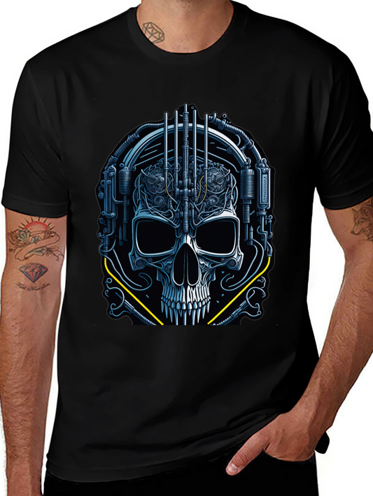 Cyberpunk Skull Graphic Tee - Dark Future Style