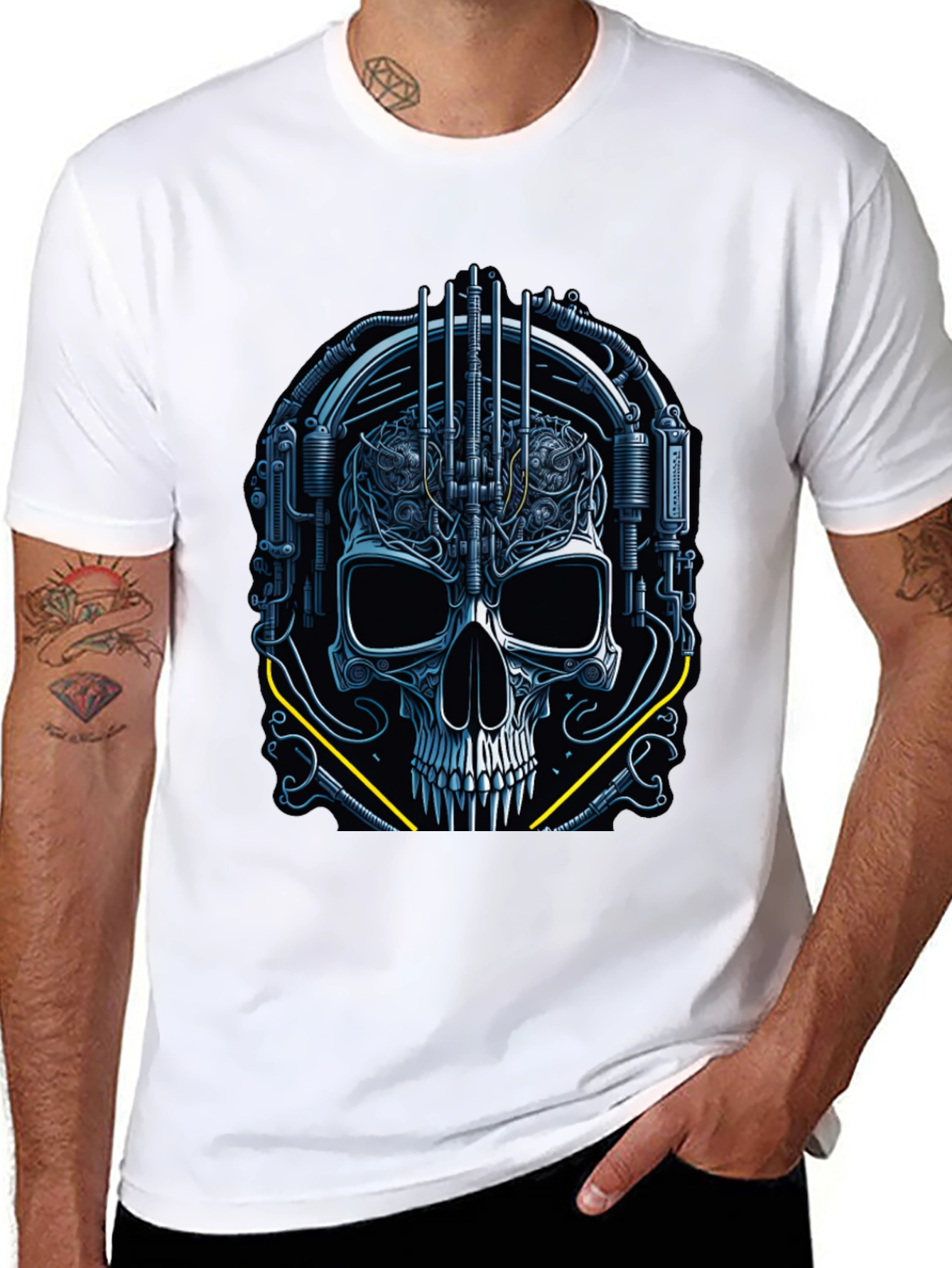 Cyberpunk Skull Graphic Tee - Dark Future Style