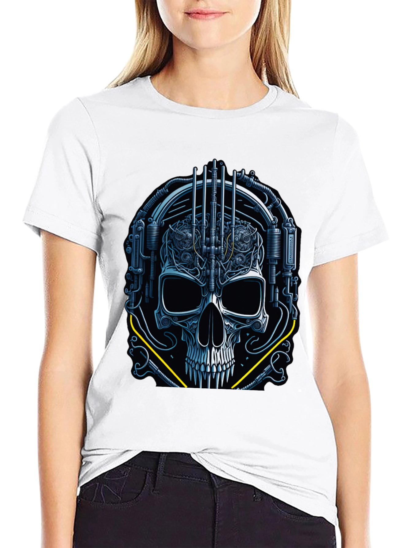 Cyberpunk Skull Graphic Tee - Dark Future Style