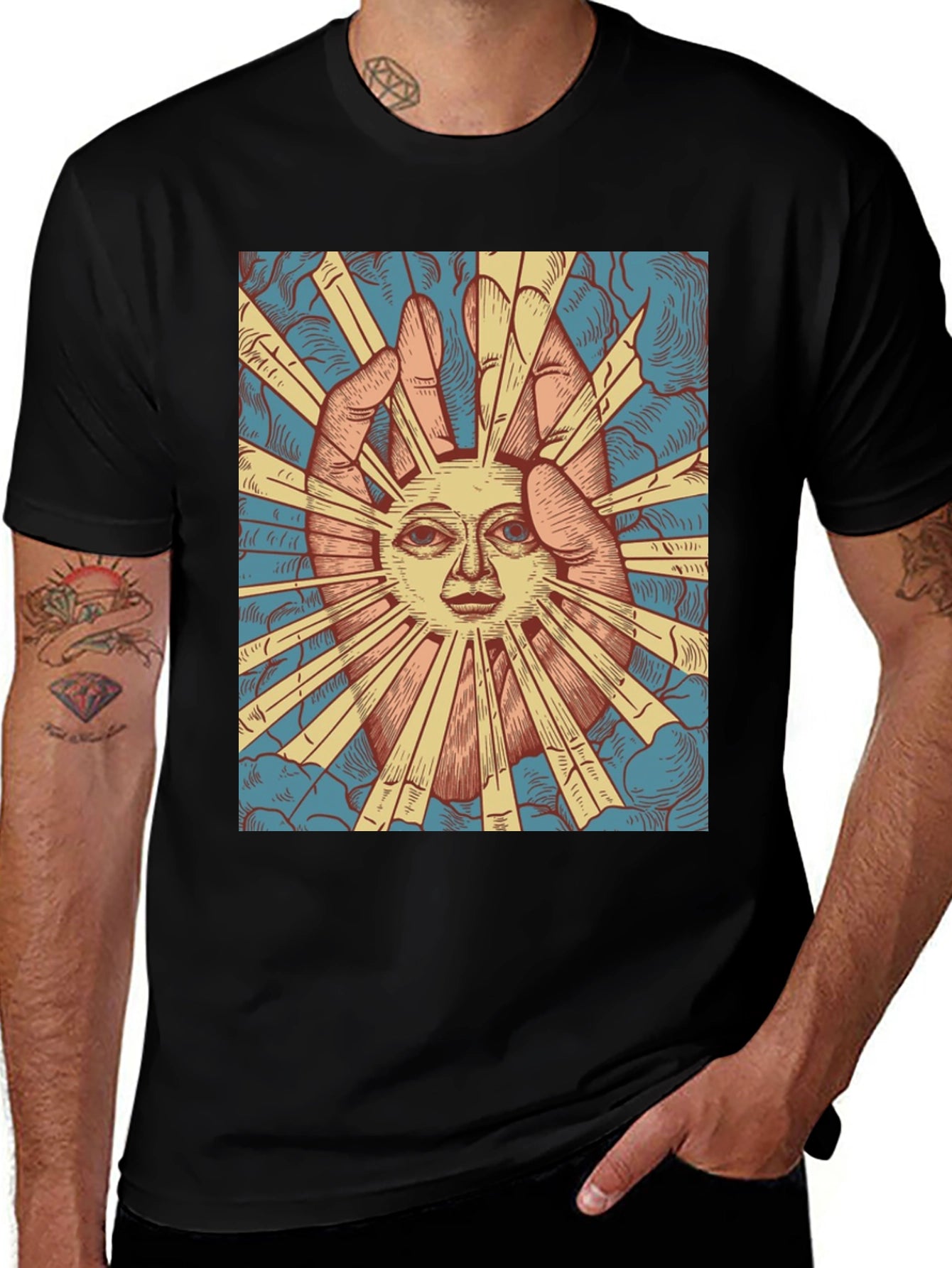 Sun Face Graphic Tee - Black