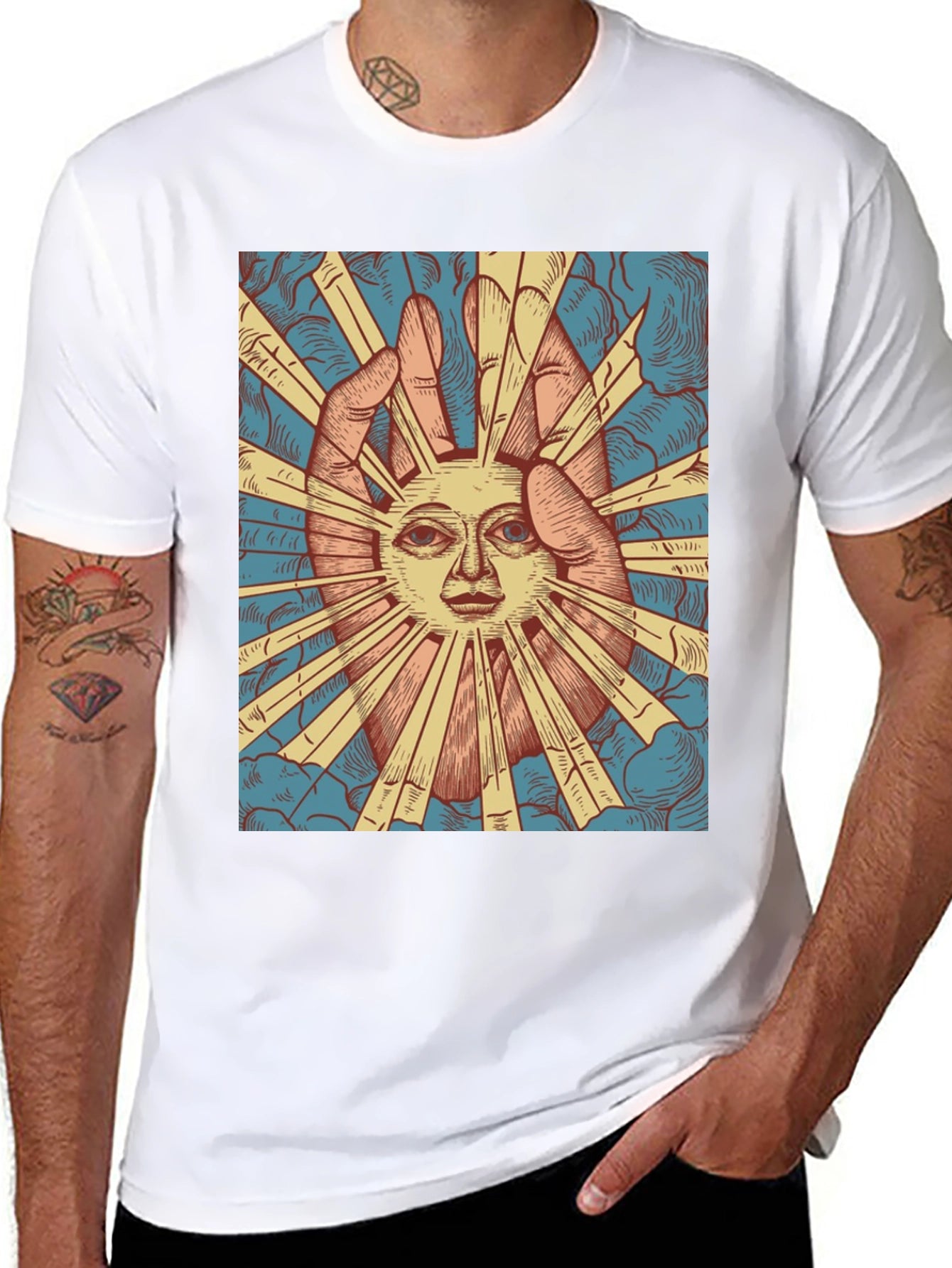 Sun Face Graphic Tee - Black