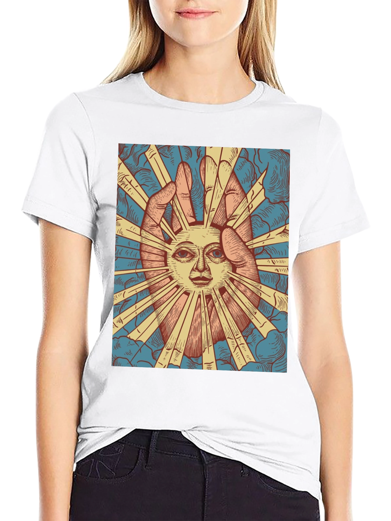 Sun Face Graphic Tee - Black