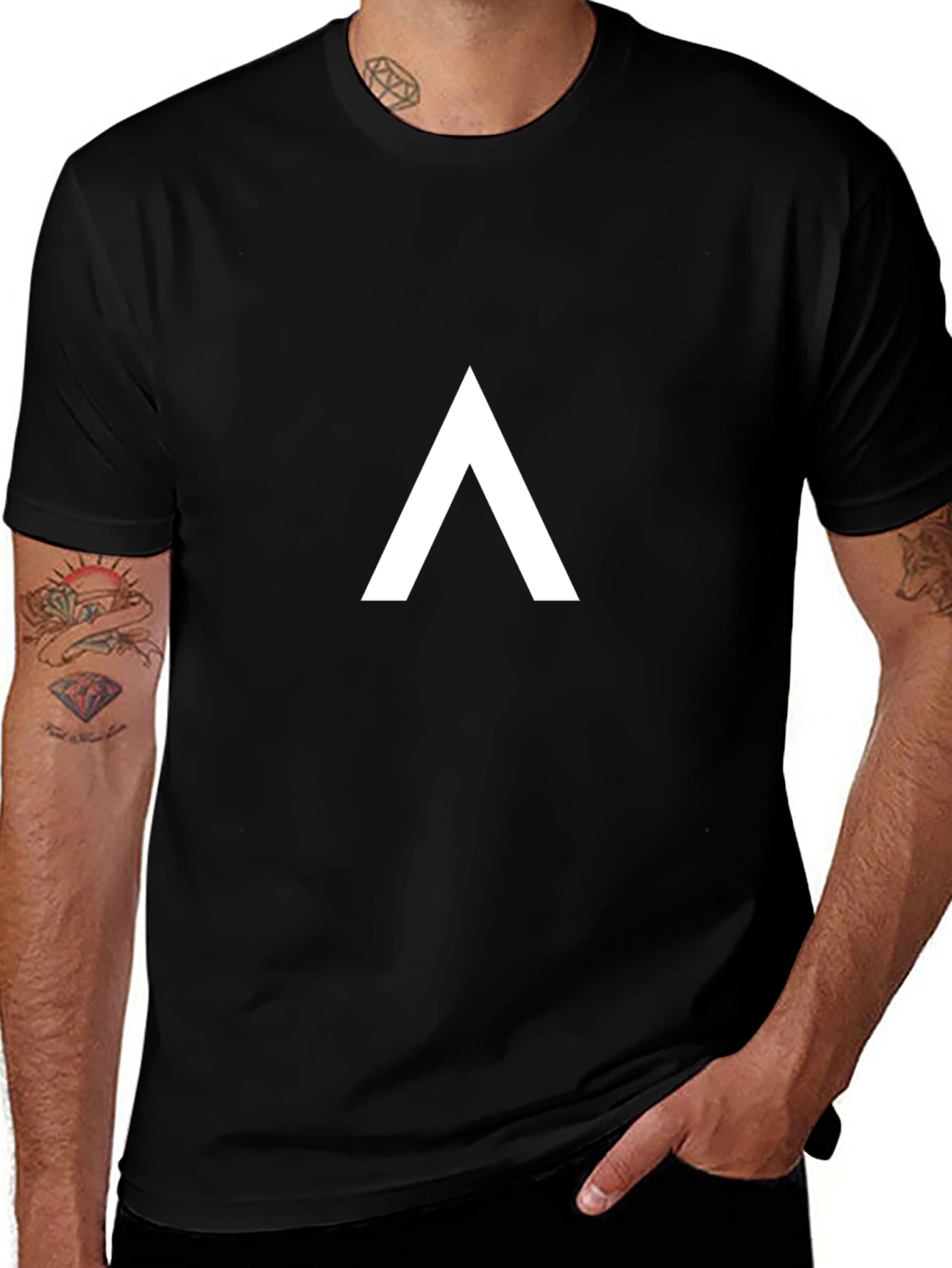 Minimalist Black T-Shirt with White Arrow Design
