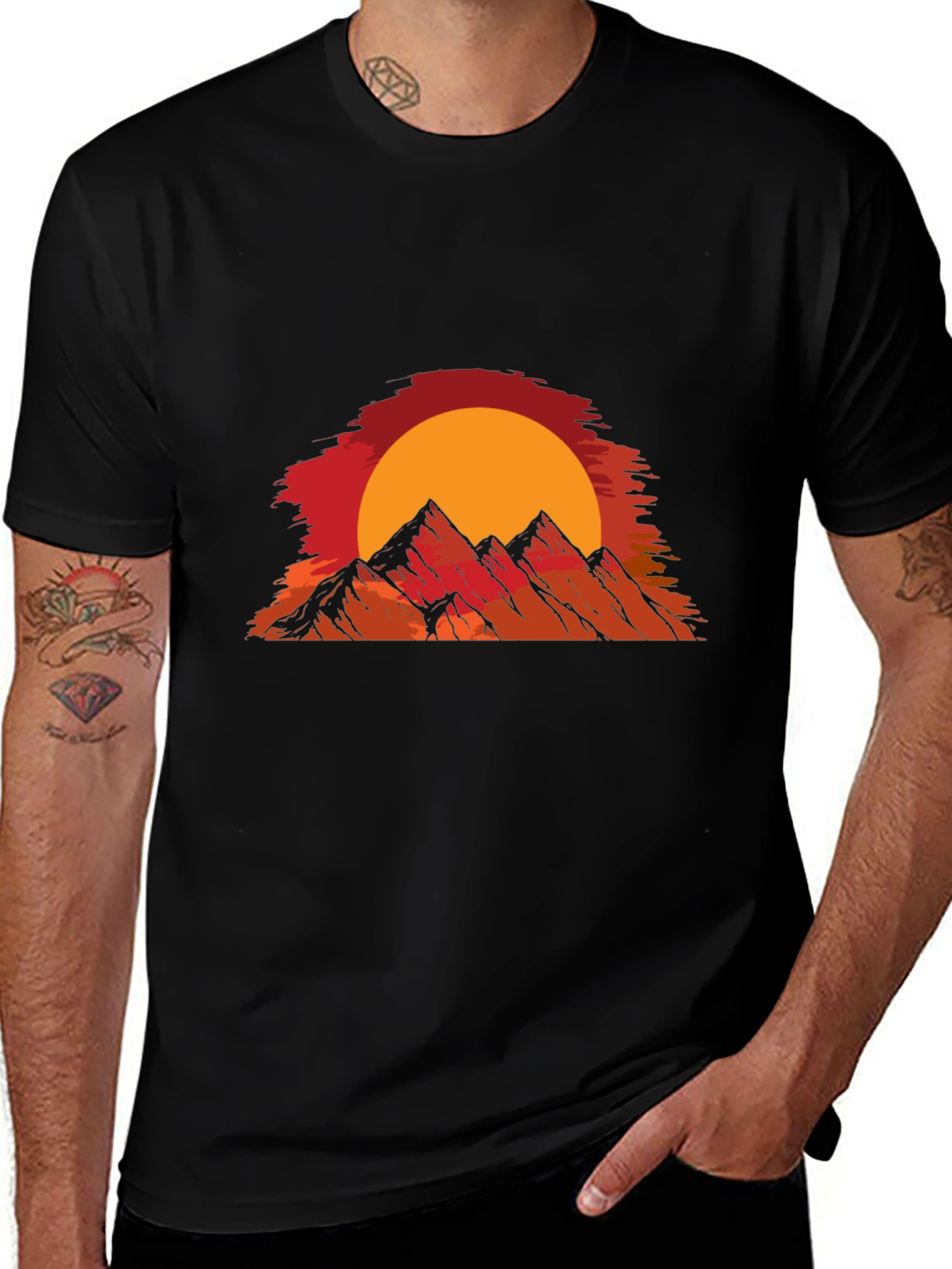 Sunset Mountain Graphic T-Shirt - Black
