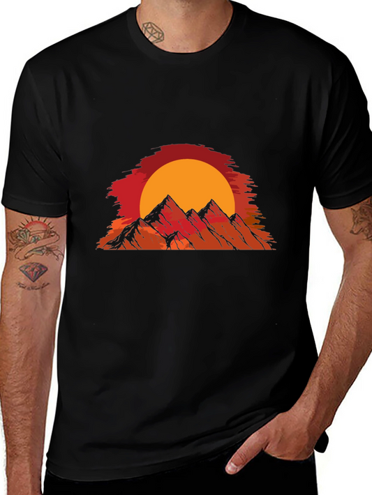 Sunset Mountain Graphic T-Shirt - Black