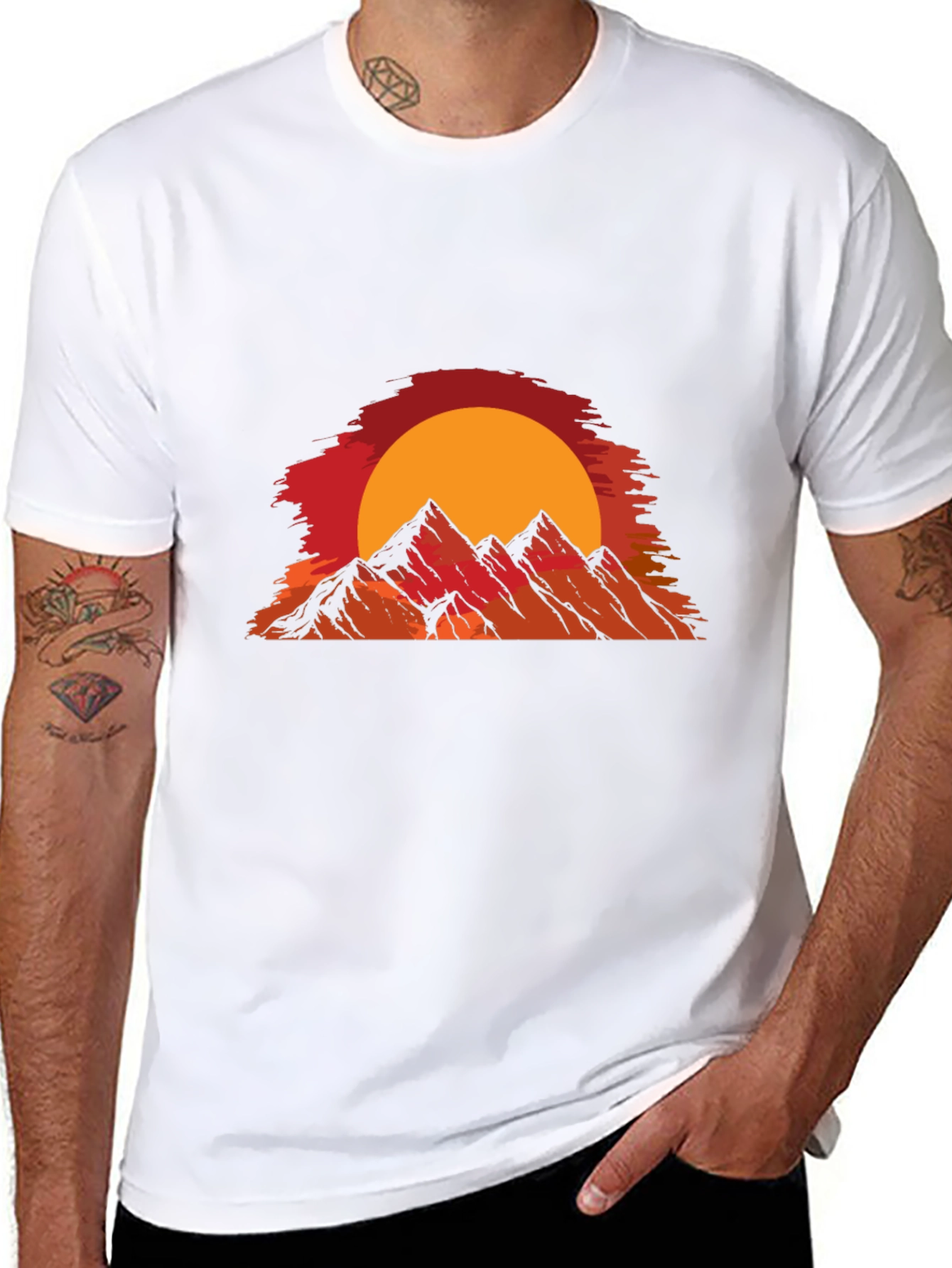 Sunset Mountain Graphic T-Shirt - Black